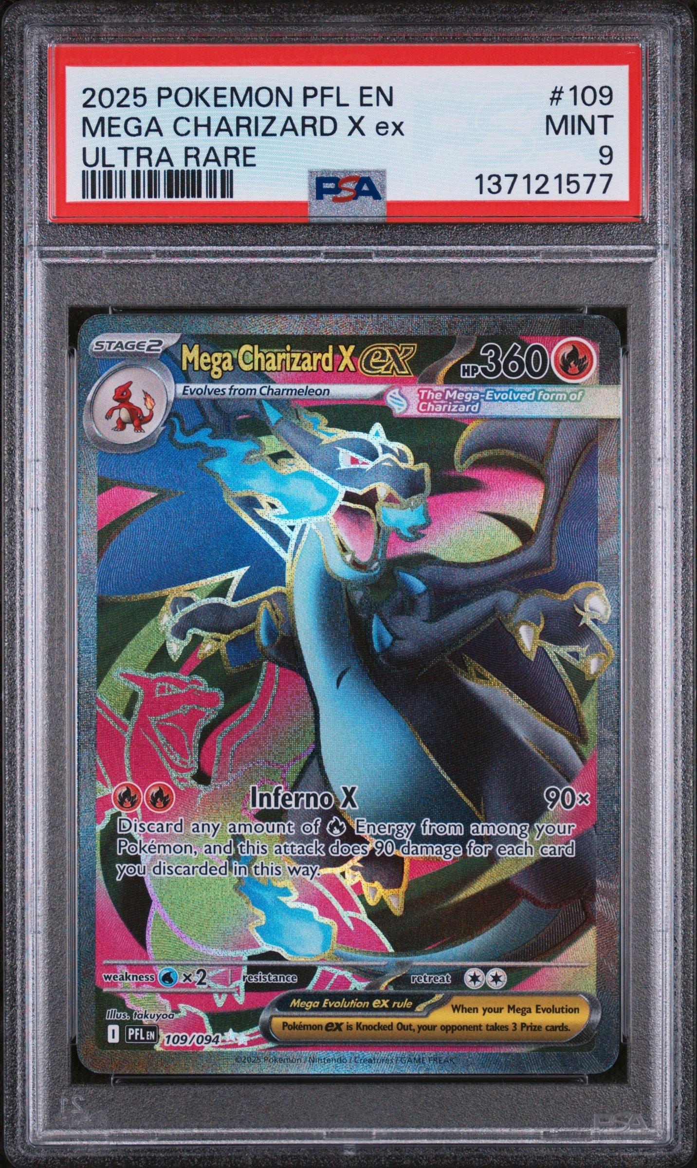 PSA9 ゲンガー　フーパ　バシャーモ　メタモン　ジガルデ　12枚　PSA8 2025 Pokemon Pfl En-phantasmal Flames 109 Mega Charizard X Ex