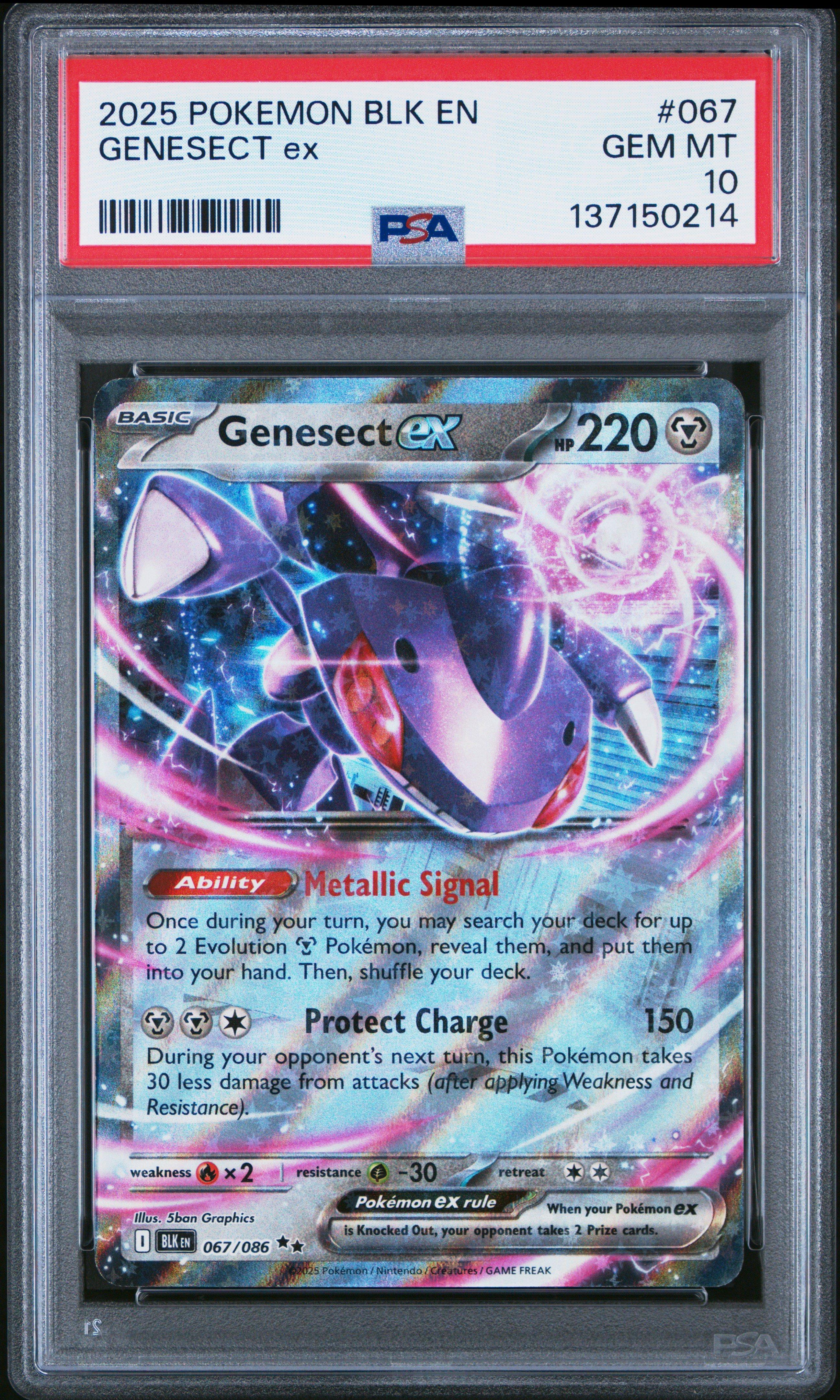 2025 Pokemon Blk En-black Bolt 067 Genesect Ex PSA 10