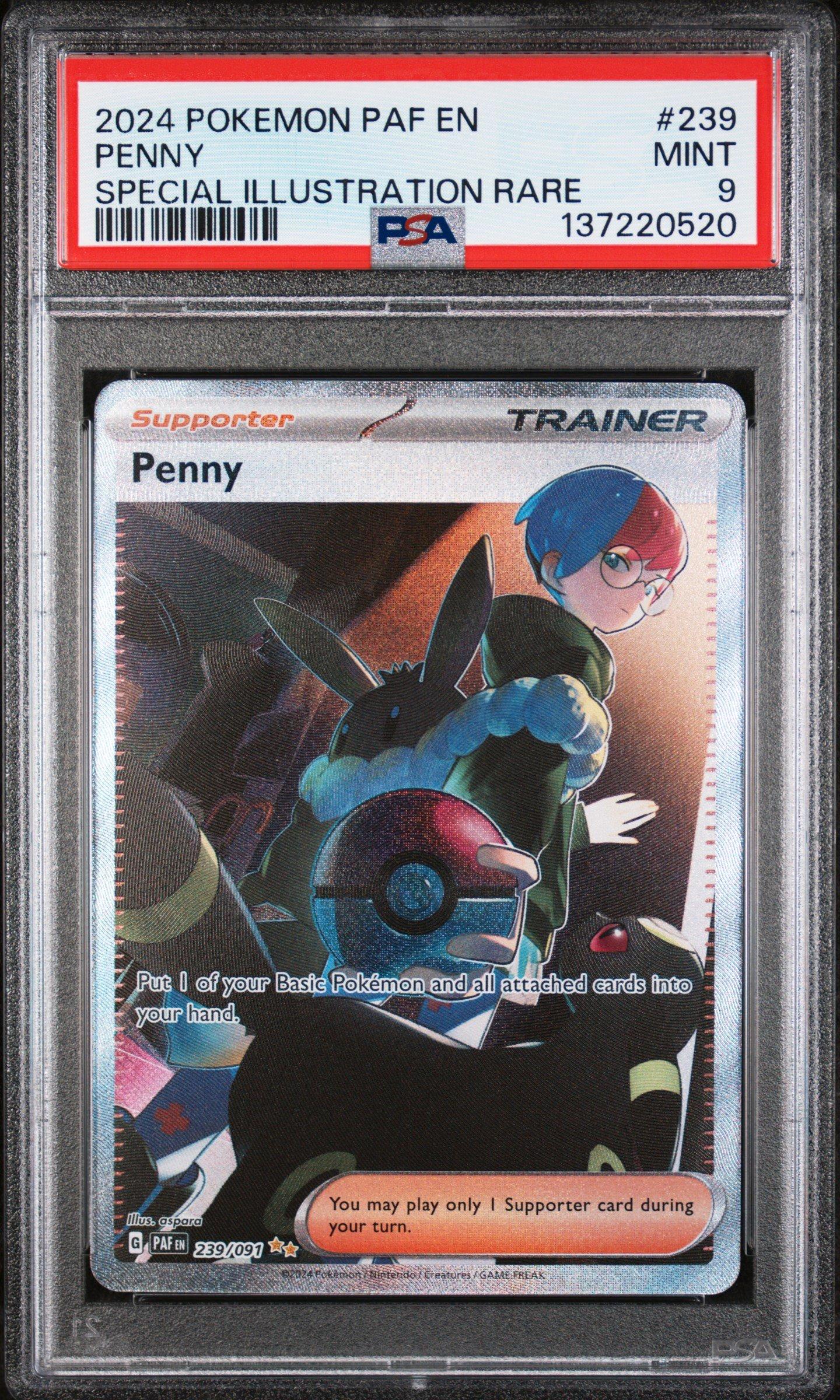 2024 Pokemon Paf En-paldean Fates 239 Penny Special Illustration Rare PSA