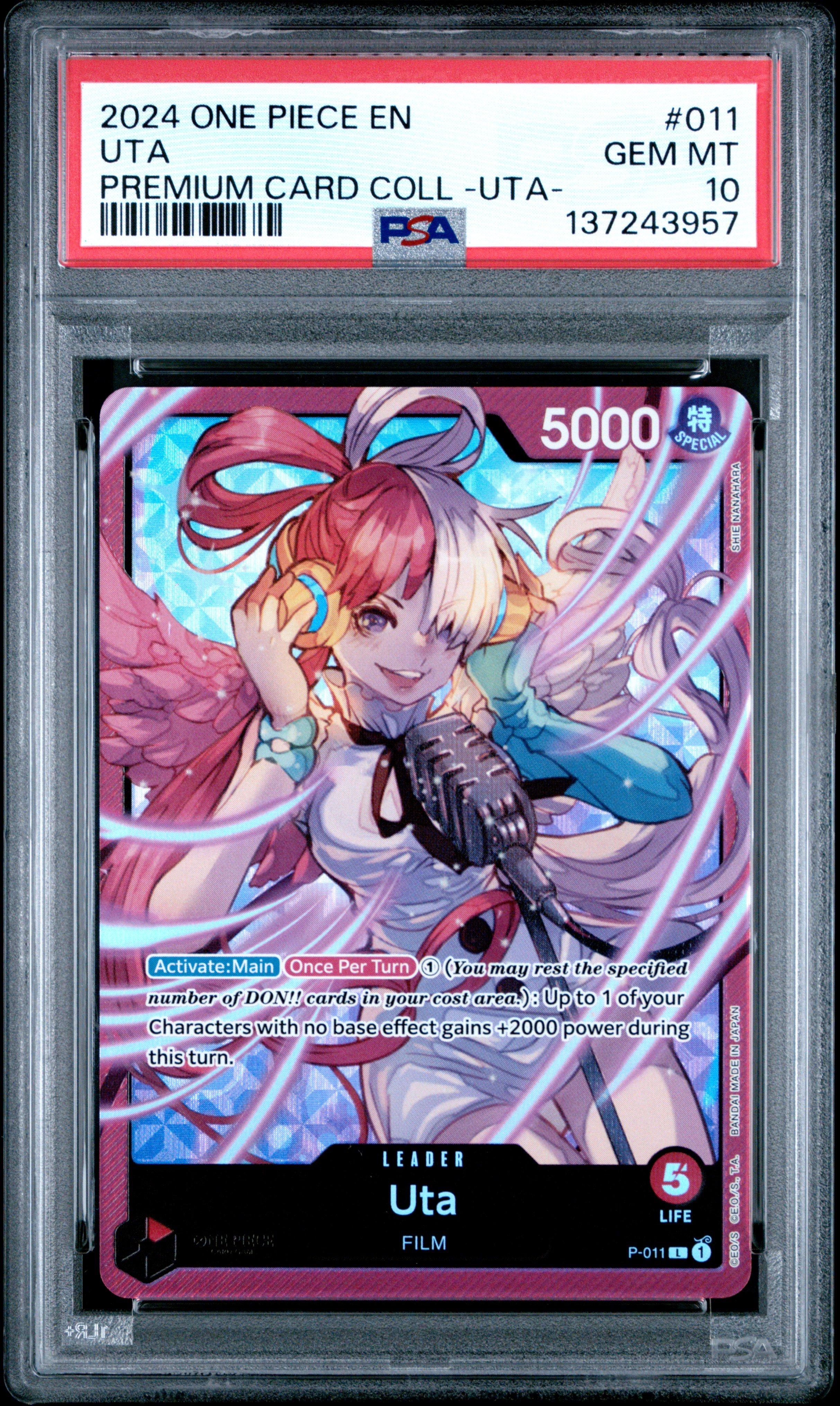 2024 One Piece Premium Card Collection -uta- 011 Uta PSA 10 Graded