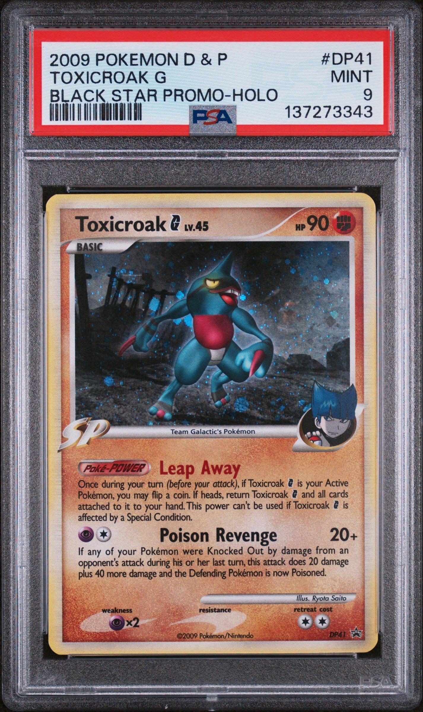 pokemon toxicroak card 2009 Diamond & Pearl Black Star Promo Dp41 G Holo PSA 9 Graded Evolves from Croagunk Type Pokémon TCG: Toxicroak ex SR