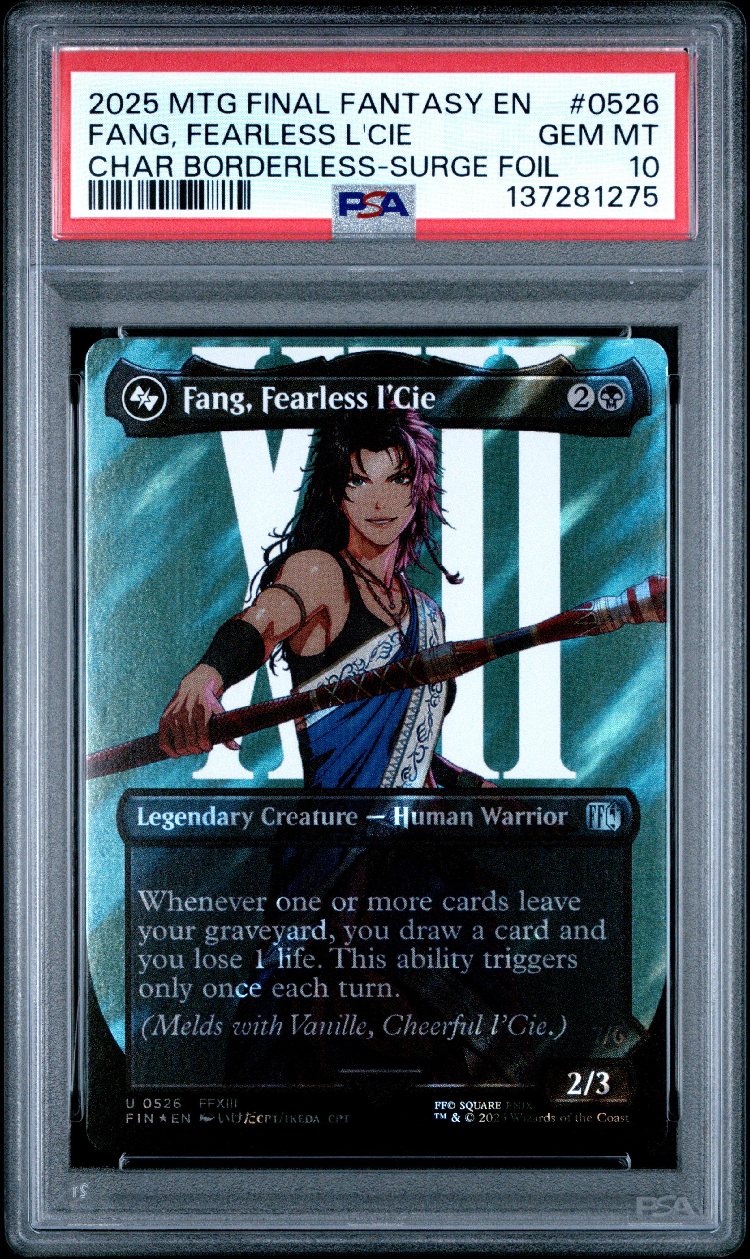 2025 Magic The Gathering Final Fantasy 0526 Fang, Fearless L'cie Character Borderless-surge Foil PSA 10