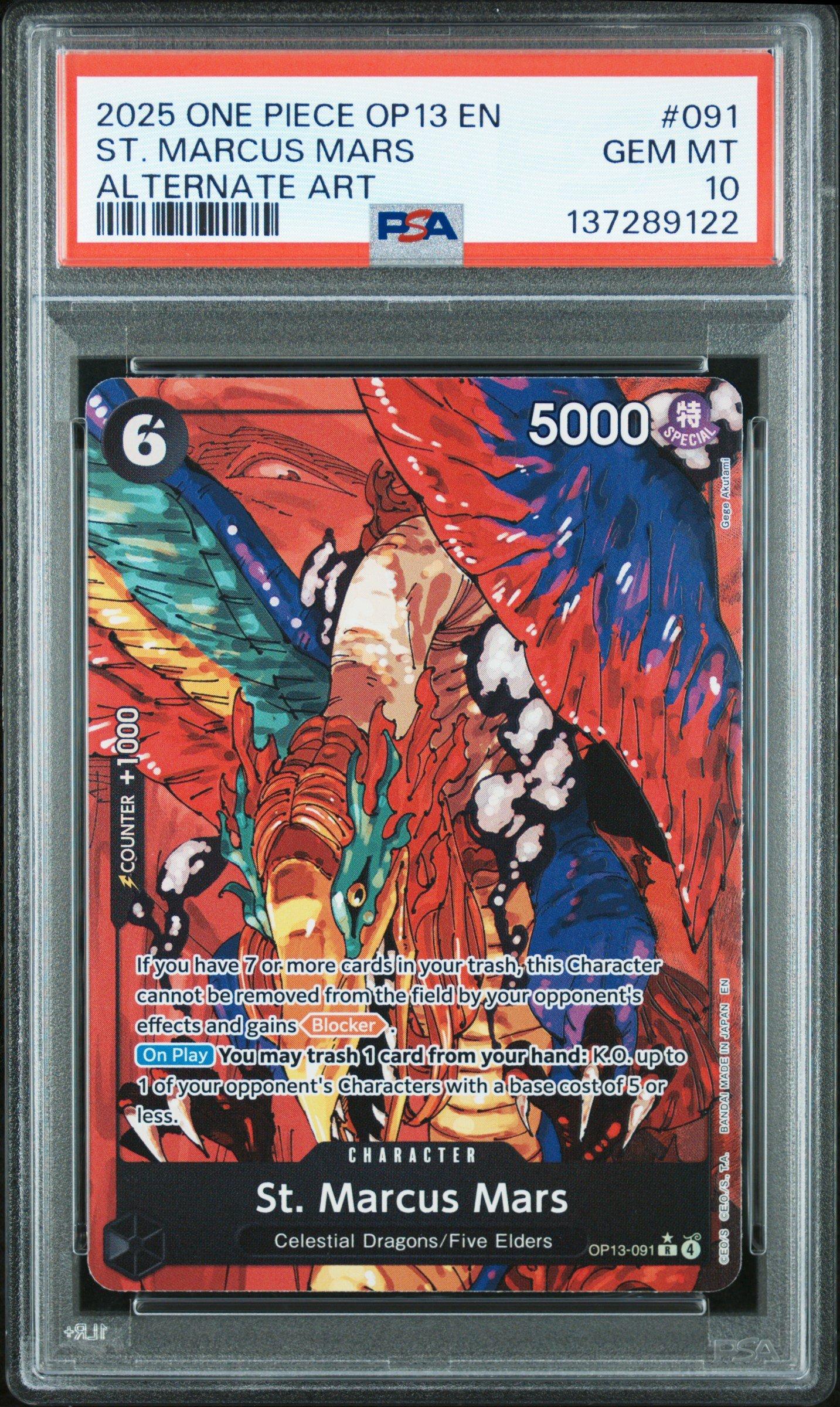 2025 One Piece Op13-carrying On His Will 091 St. Marcus Mars Alternate Art PSA 10