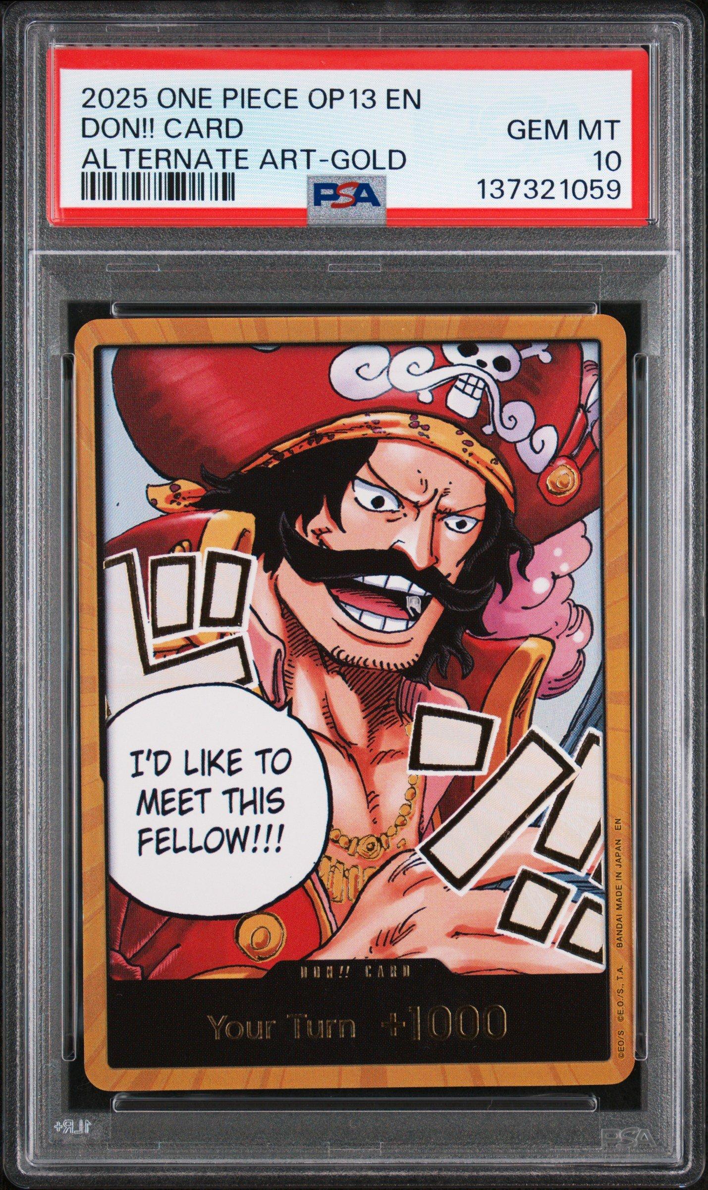 ワンピース カードゲーム 2025 ONE PIECE OP13 JP DON!! CARD PSA10 2025 One Piece Op13-carrying On His Will Don!! Card Alternate Art