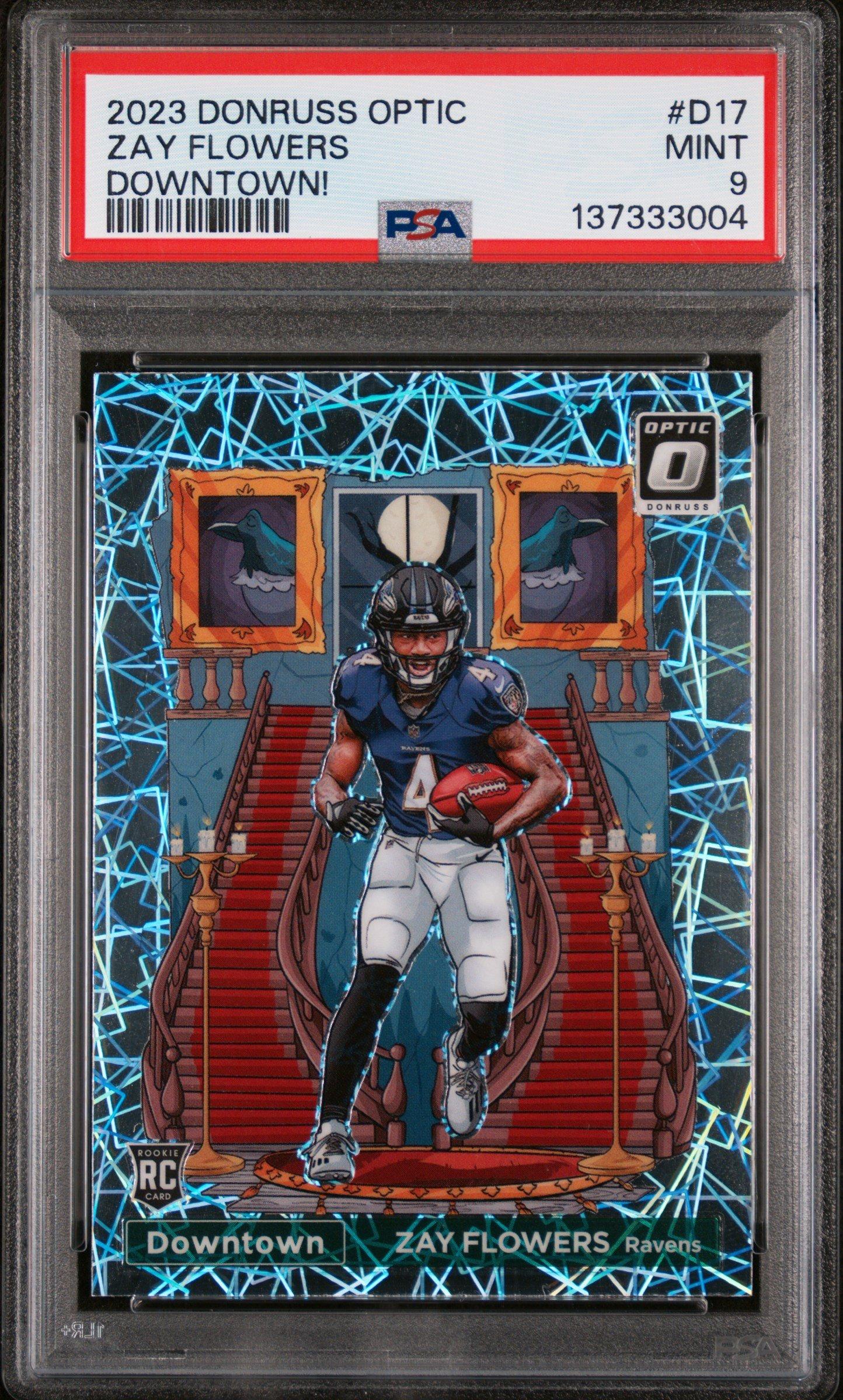 2023 Panini Donruss Optic Downtown! D17 Zay Flowers PSA 9