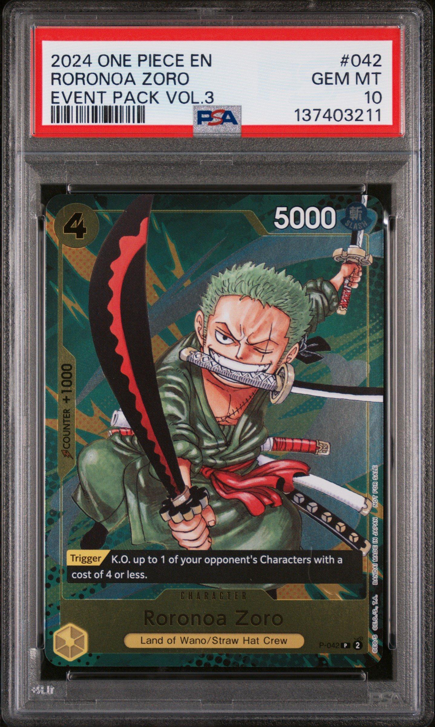 2024 One Piece Event Pack Vol.3 042 Roronoa Zoro PSA 10 Graded