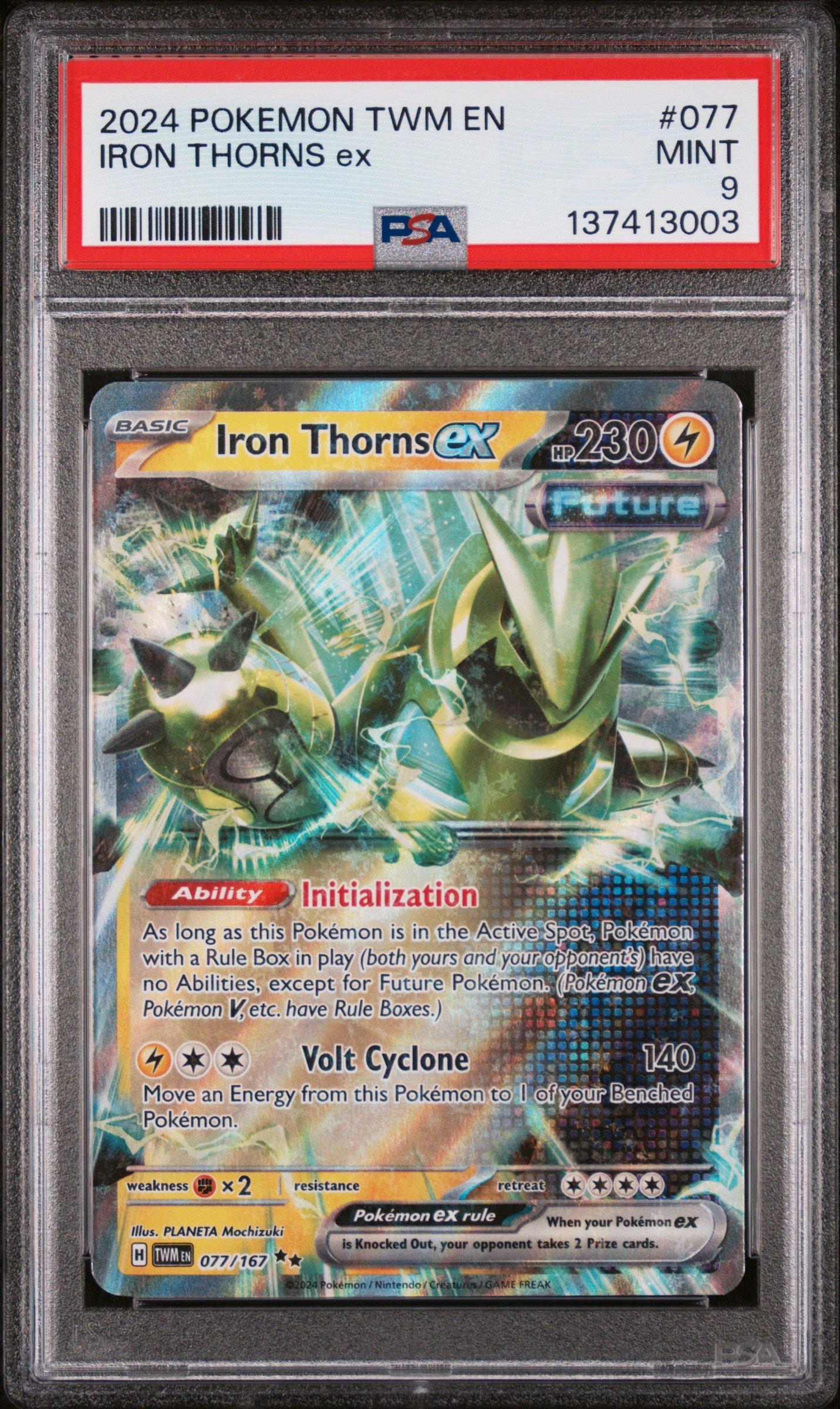 iron thorns pokemon card AR 077/071 Wild Force and Cyber Judge art depiction of Iron Thorns that makes it a true standout piece 2024 Pokemon Twm En-twilight Masquerade
