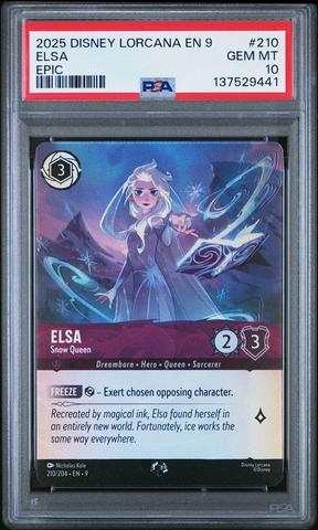 2025 Disney Lorcana En 9-fabled 210 Elsa - Snow Queen Epic PSA 10