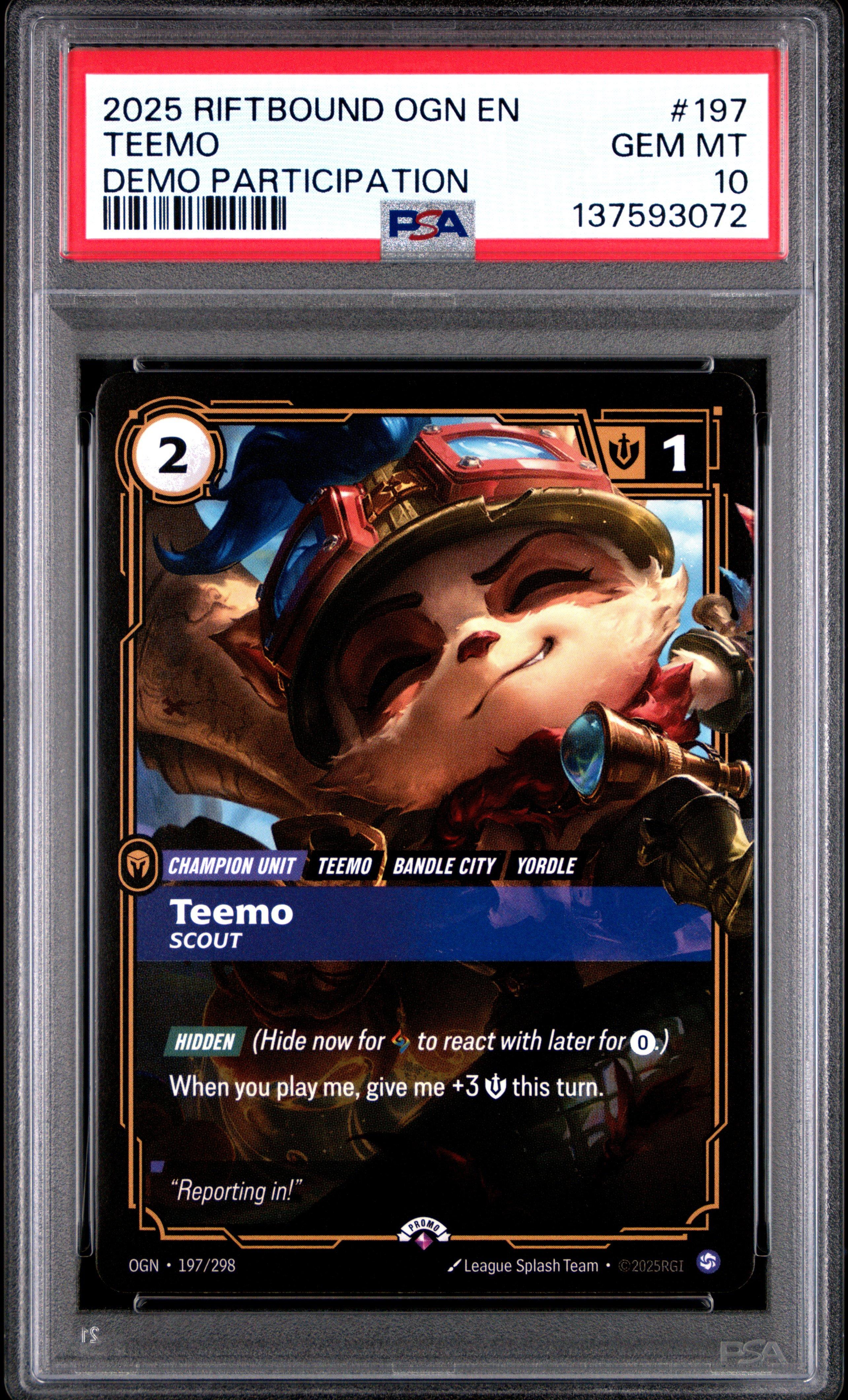 2025 Riftbound: League Of Legends Ogn-origins 197 Teemo - Scout