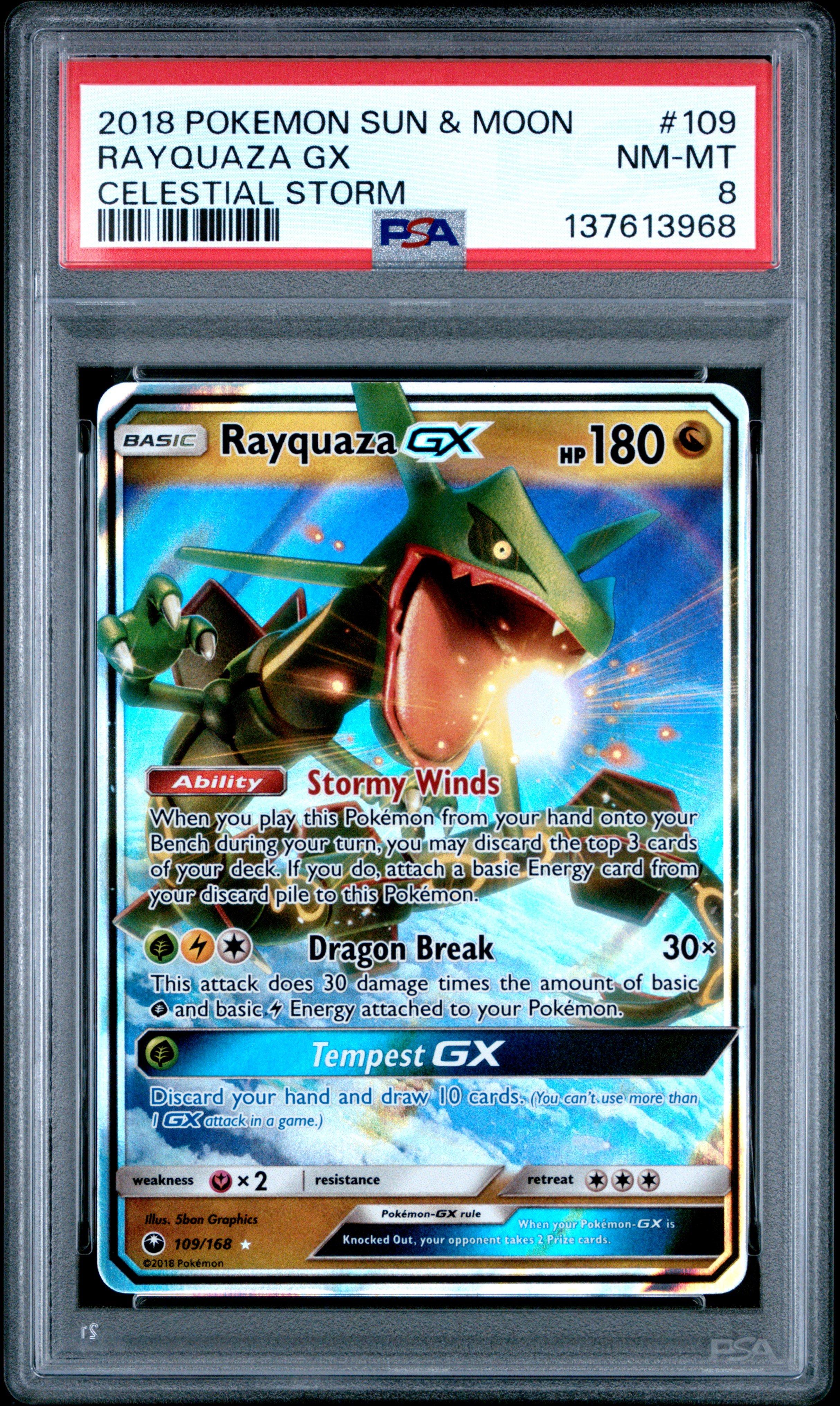 レックウザ スカイツリー PSA8 2018 Pokemon Sun & Moon Celestial Storm 109 Rayquaza Gx PSA 8