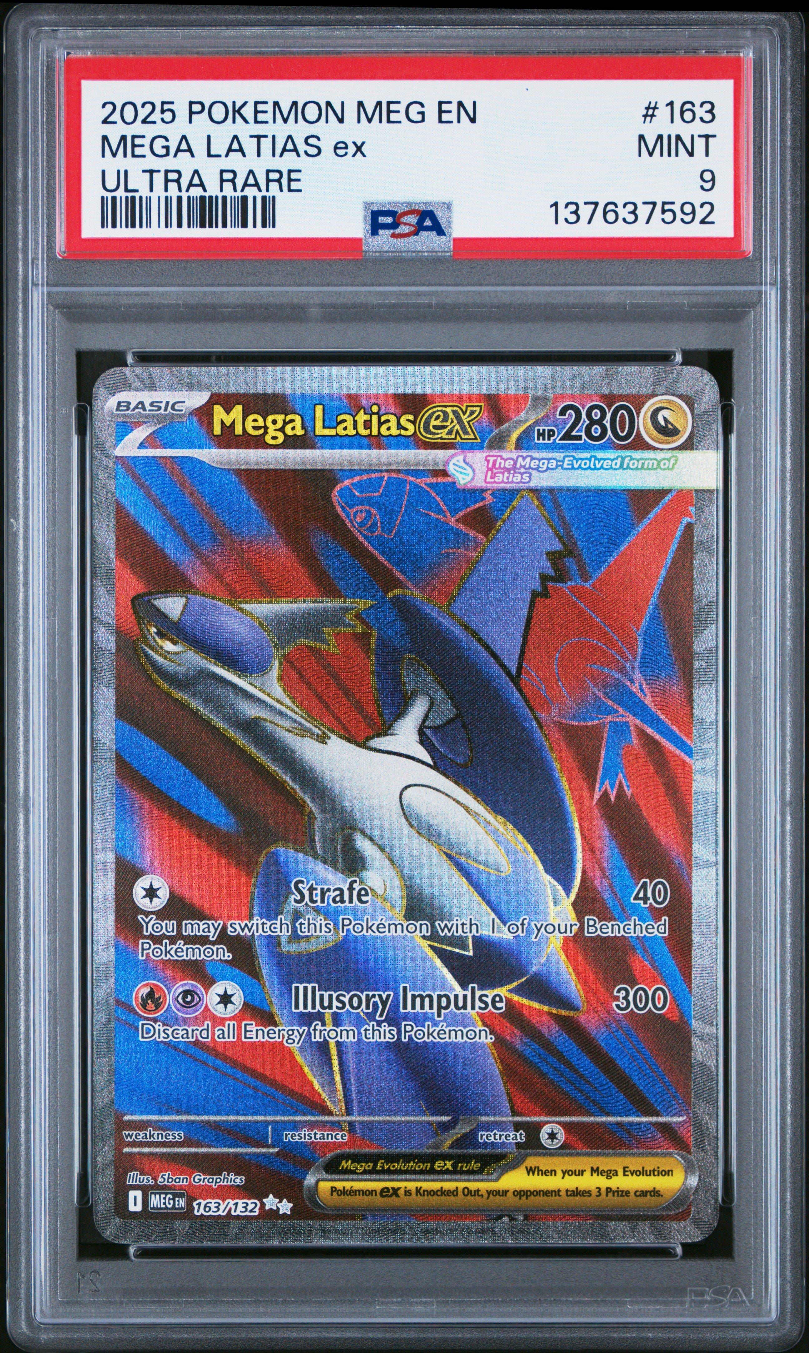 2025 Pokemon Meg En-Mega Evolution 163 Mega Latias Ex Ultra Rare PSA 9