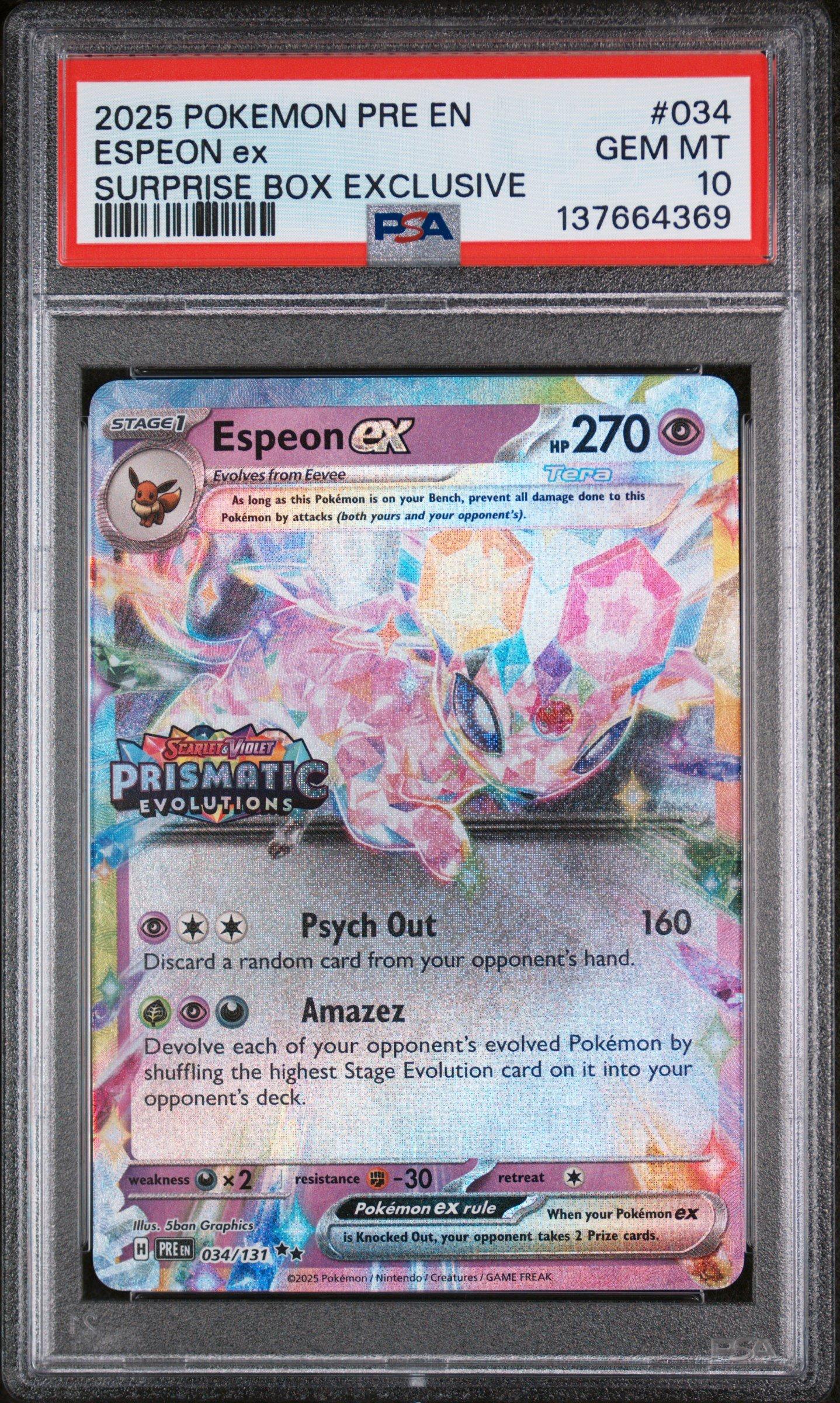 2025 Pokemon Pre En-prismatic Evolutions 034 Espeon Ex Surprise