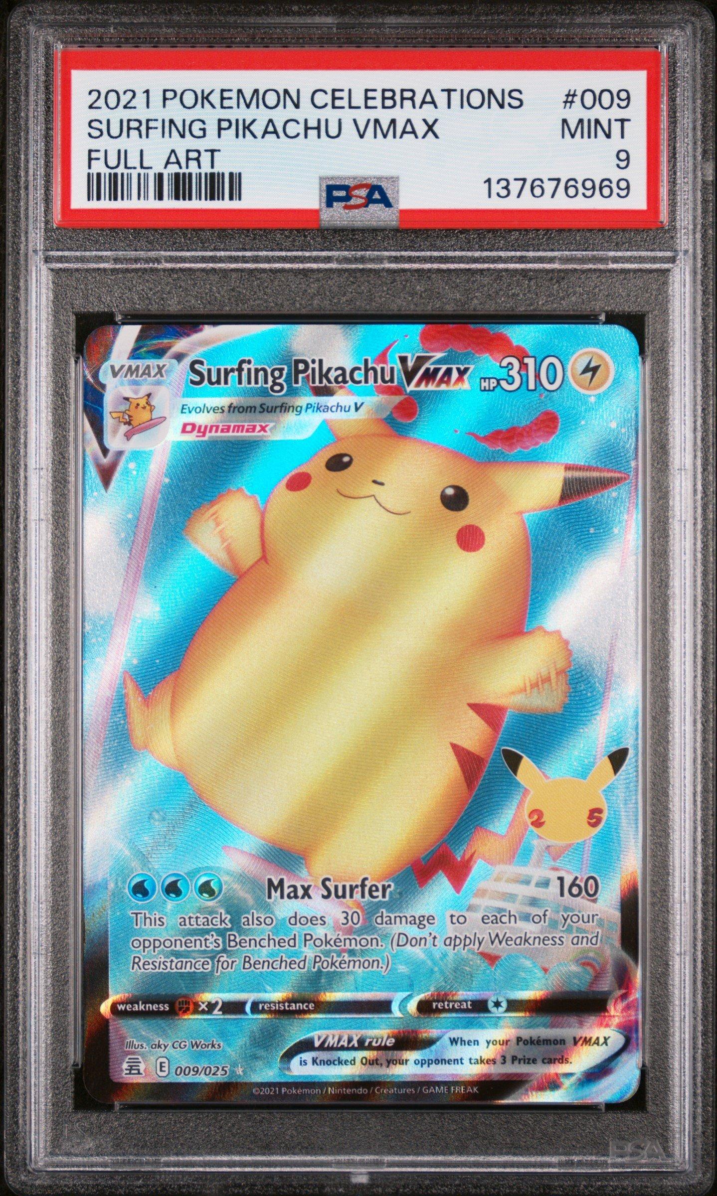 2021 Pokemon Celebrations 009 Full Art/surfing Pikachu Vmax PSA 9