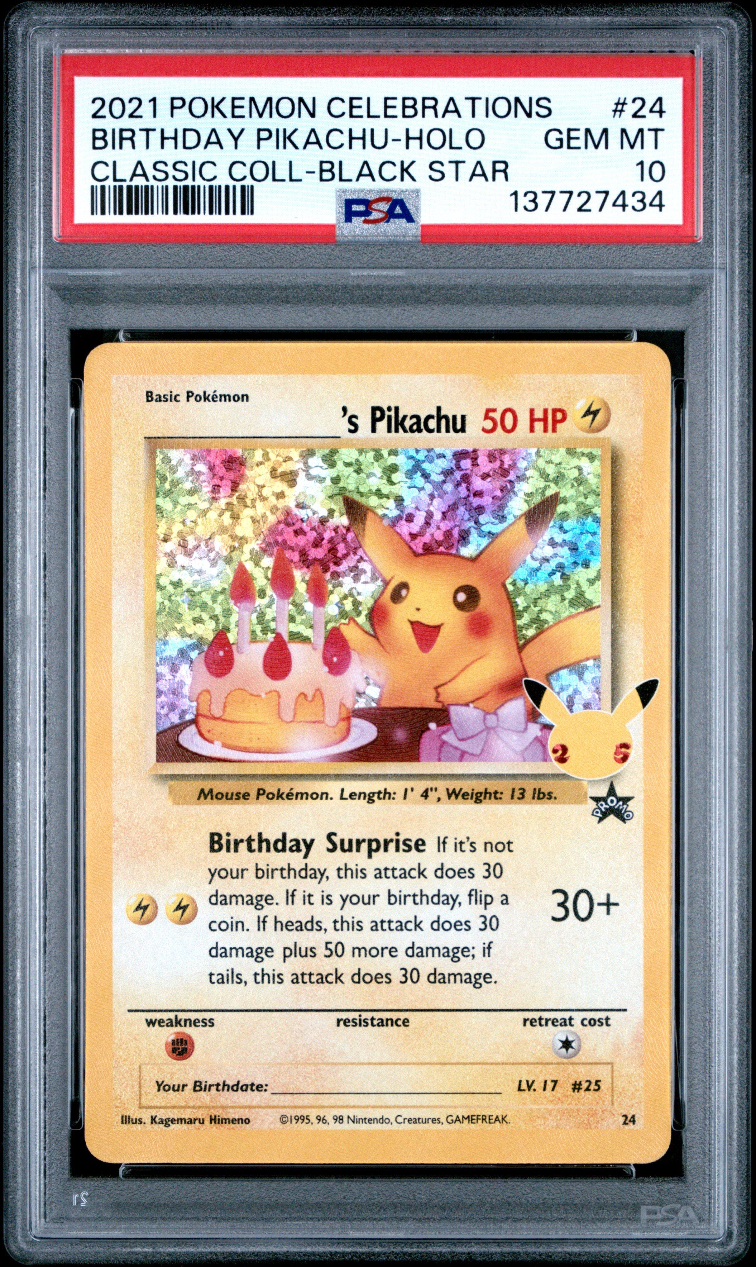 2021 Pokémon Birthday Pikachu　PSA10 2021 Pokemon Celebrations Classic Collection 24 Birthday Pikachu