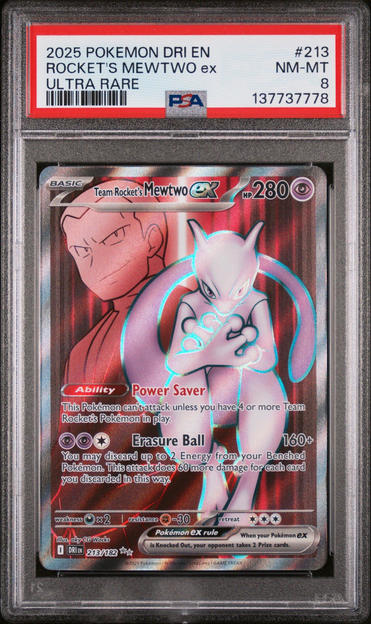 2025 Pokemon Dri En-destined Rivals 213 Team Rocket's Mewtwo Ex Ultra Rare  PSA 8 Graded Card | GameStop