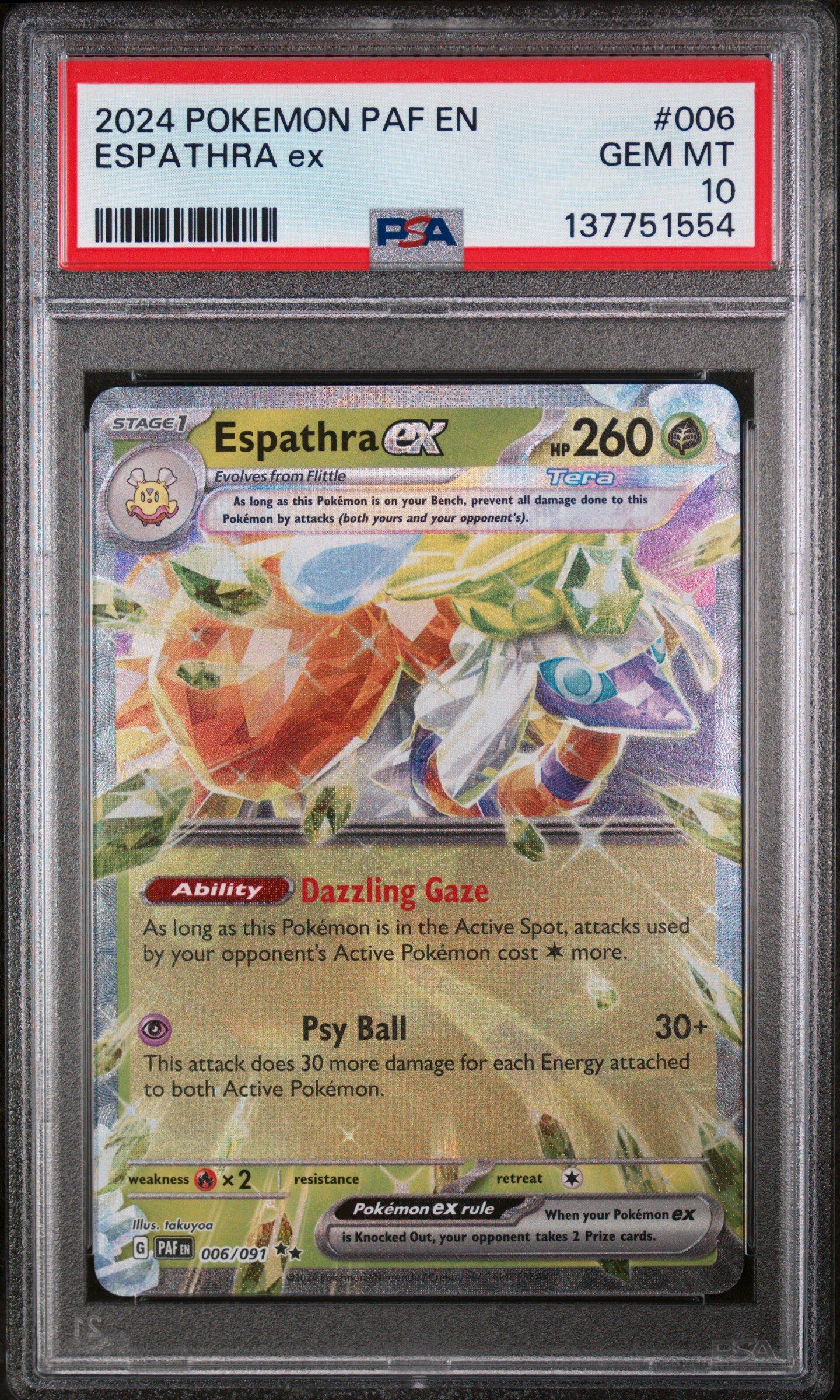 2024 Pokemon Paf En-paldean Fates 006 Espathra Ex PSA 10