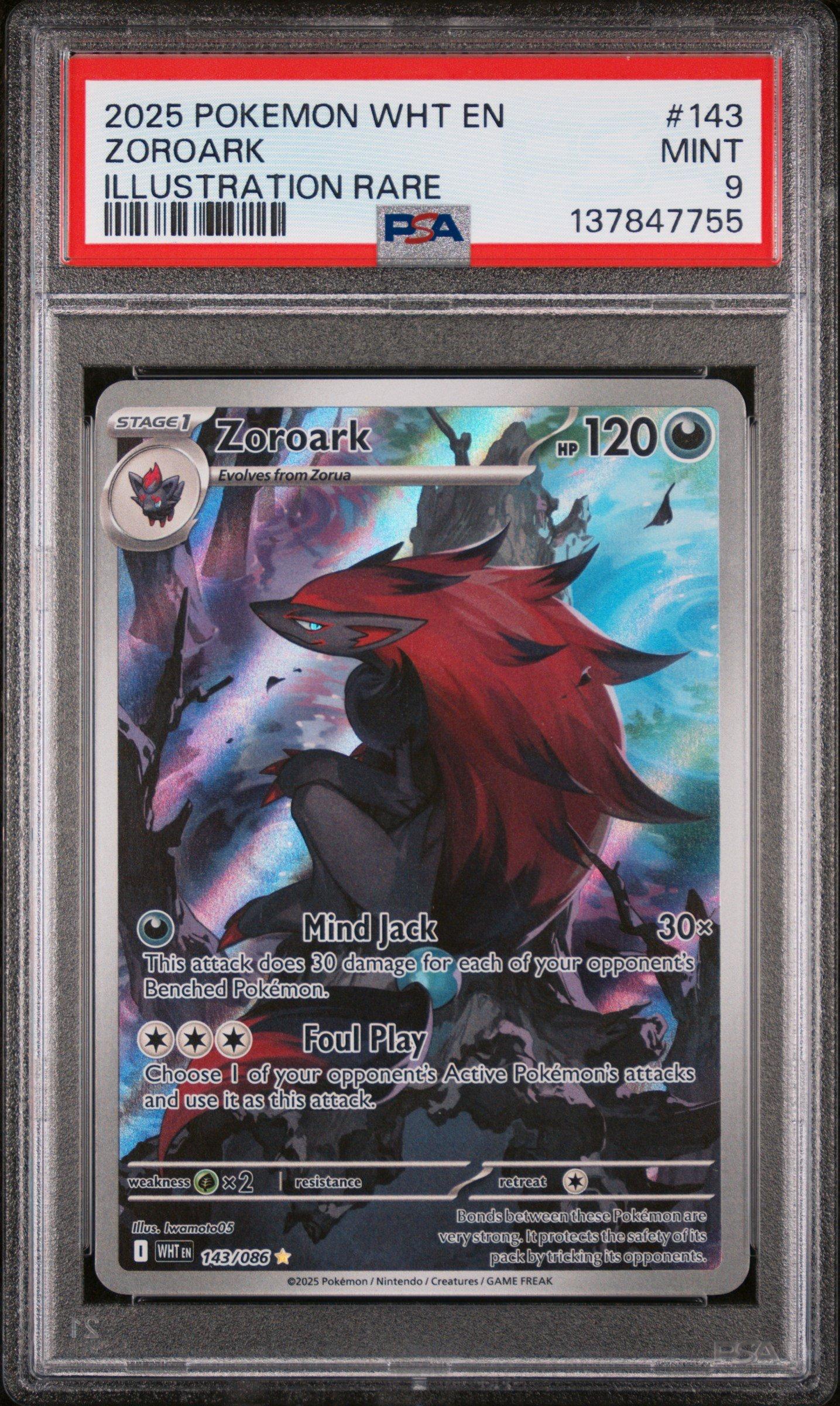 2025 Pokemon Wht En-white Flare 143 Zoroark Illustration Rare PSA