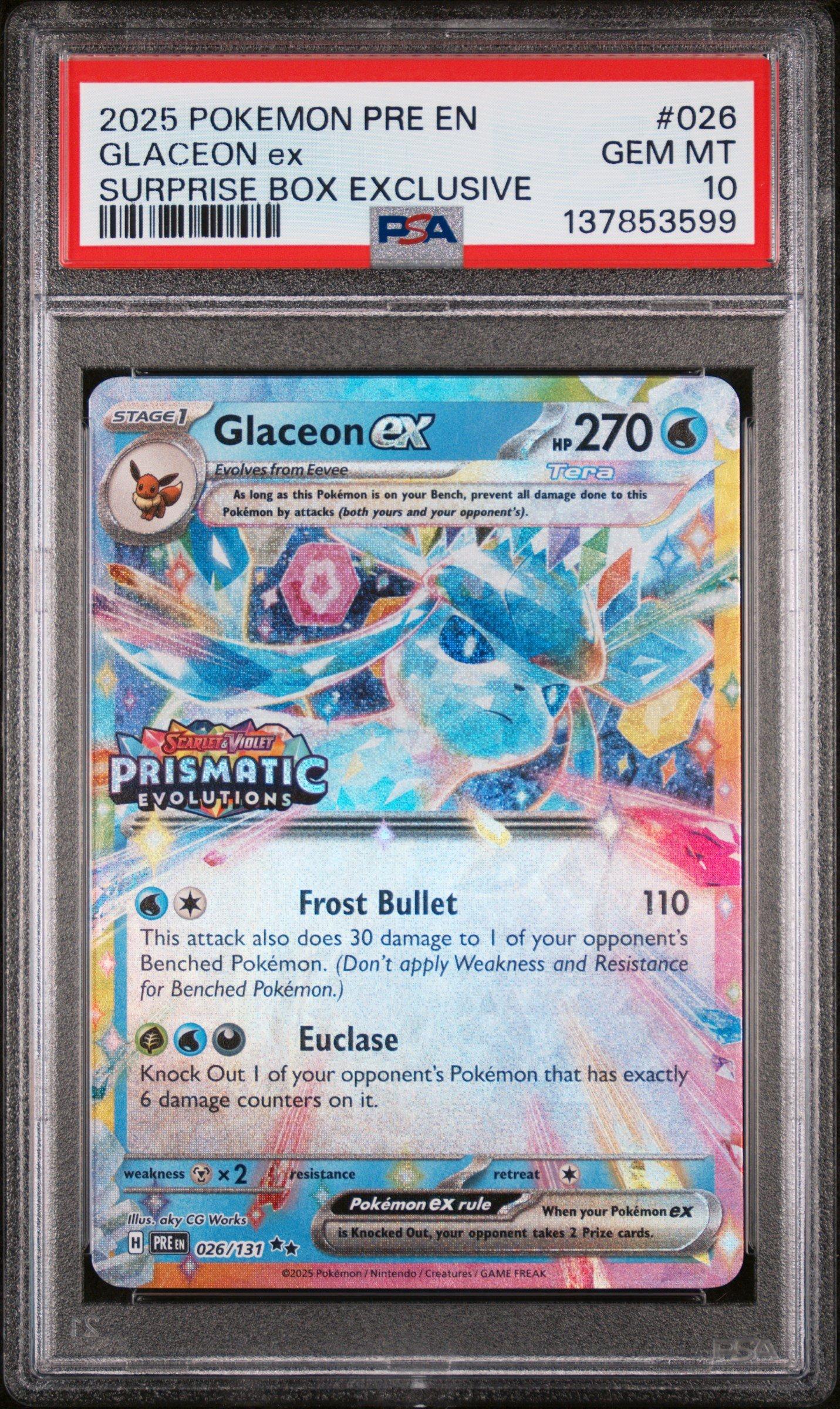 2025 Pokemon Pre En-prismatic Evolutions 026 Glaceon Ex Surprise