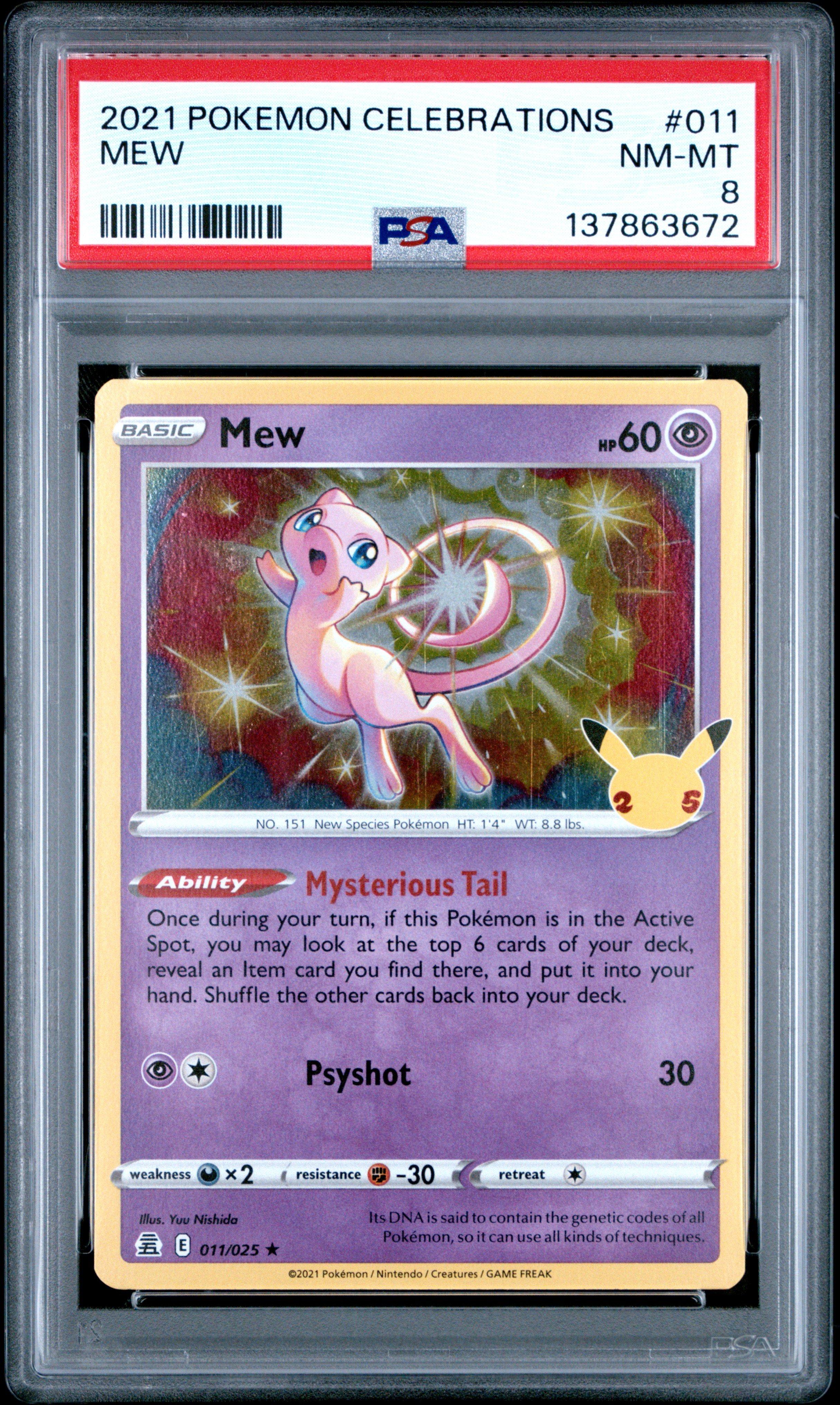 2021 mew pokemon card 2021 Pokemon Celebrations 011 Mew PSA 8 Graded Card