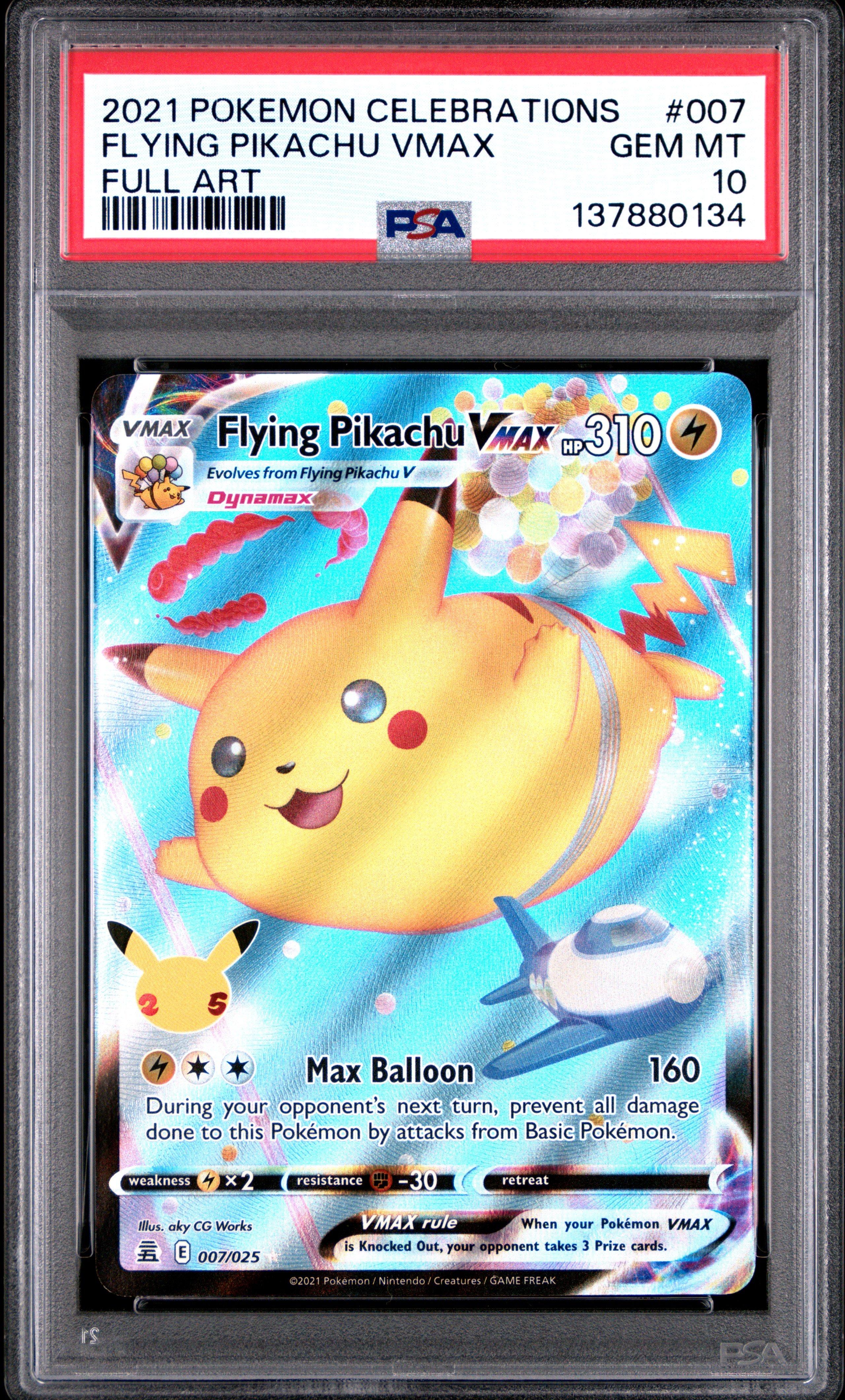 2021 Pokemon Celebrations 007 Full Art/flying Pikachu Vmax PSA 10