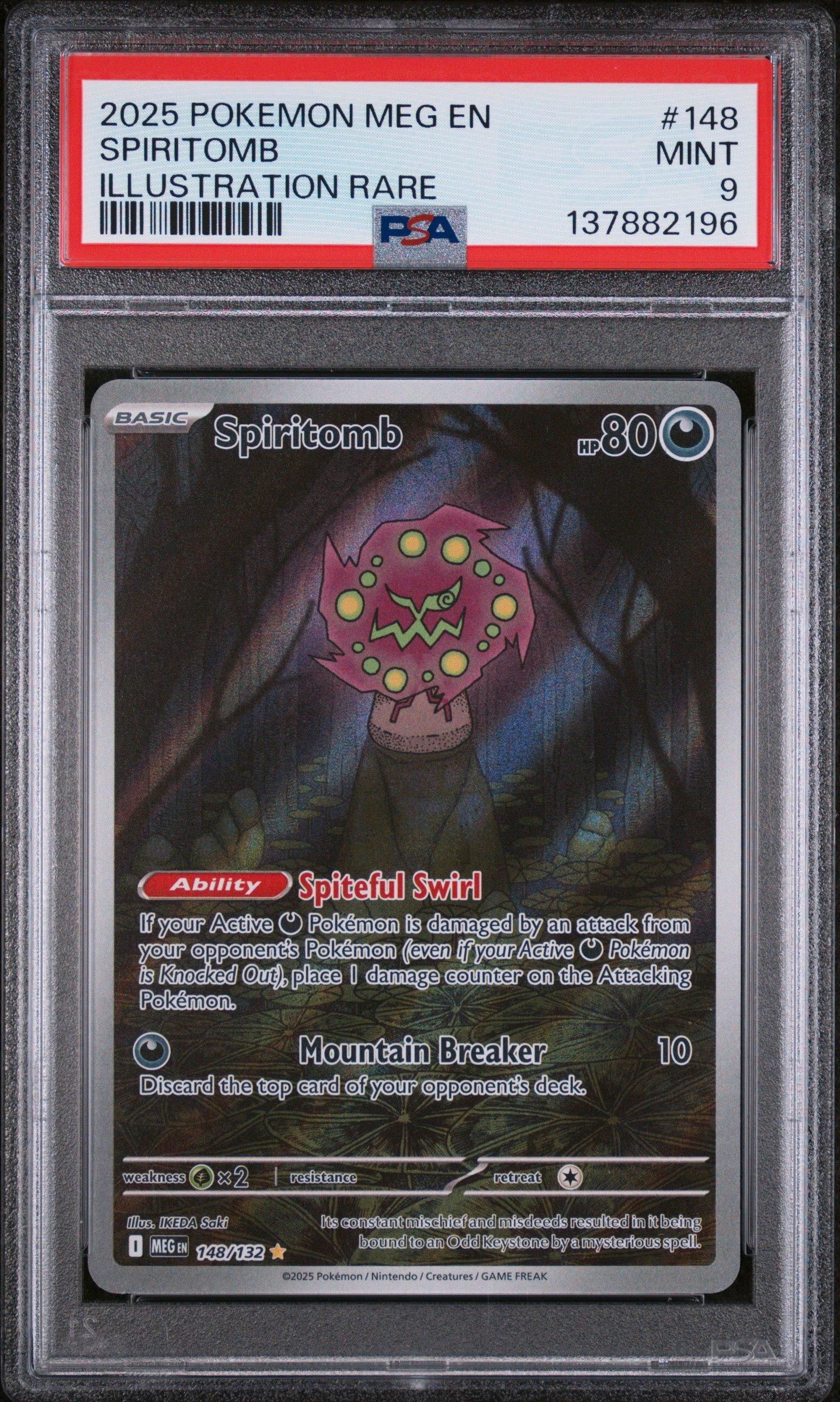 pokemon spiritomb card 2025 Meg En-mega Evolution 148 Illustration Rare PSA 9 Graded [Grass]x2 Retreat Cost 2026 Pokemon Asc En-ascended Heroes