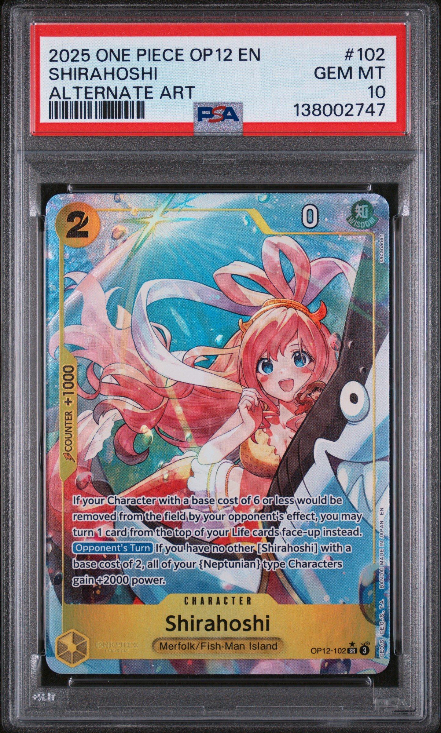 PSA10 SHIRAHOSHI ALTERNATE ART しらほし 2025 One Piece Op12-legacy Of The Master 102 Shirahoshi Alternate