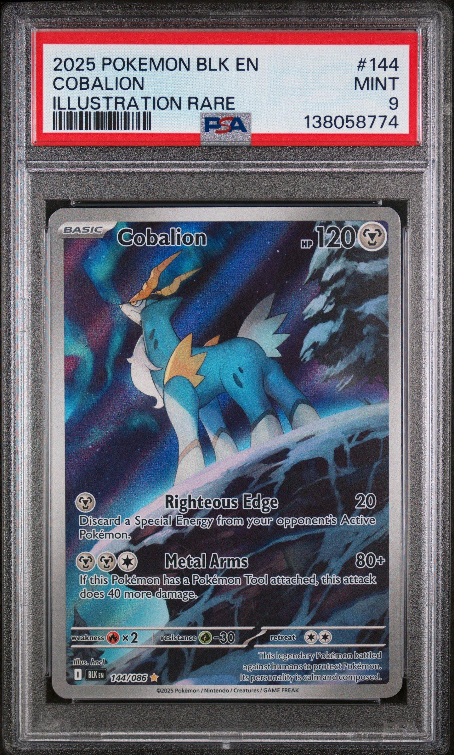 2025 Pokemon Blk En-black Bolt 144 Cobalion Illustration Rare PSA 9 Graded  Card | GameStop