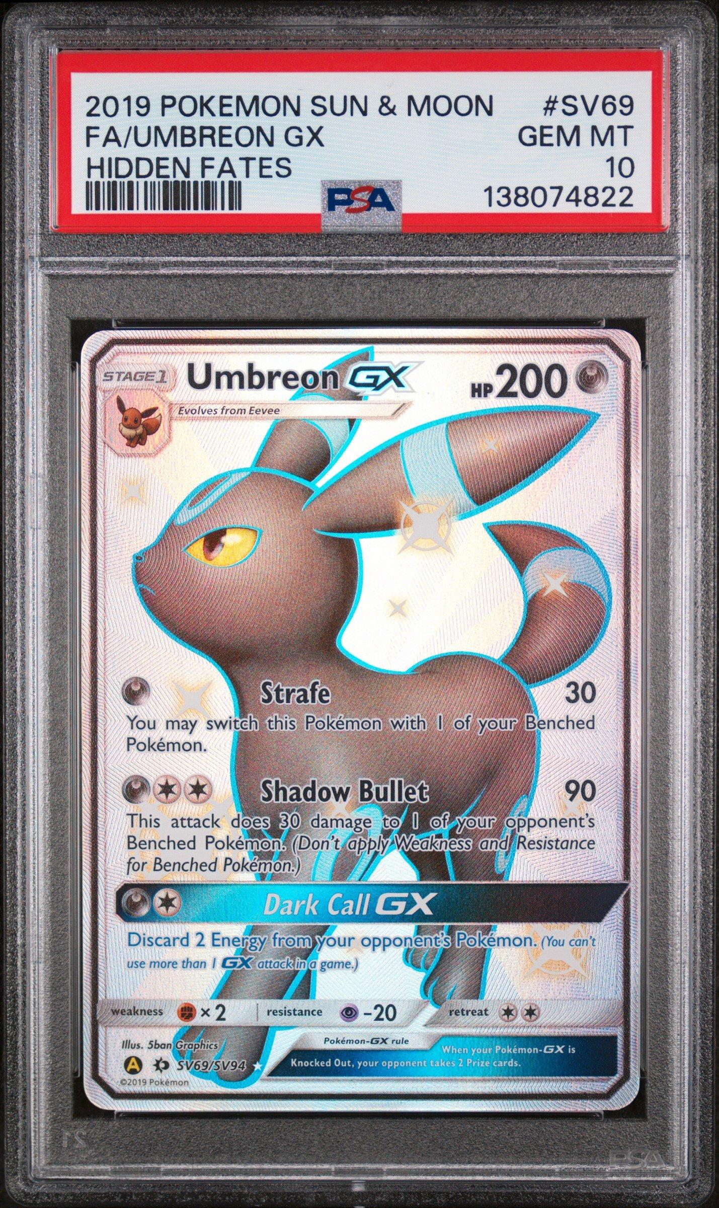 pokemon umbreon gx card Full Art 2019 TCG Sun & Moon Hidden Fates #SV69 (PSA or BGS Graded) - 2019 Age Group Pokemon Card Tag Team holo