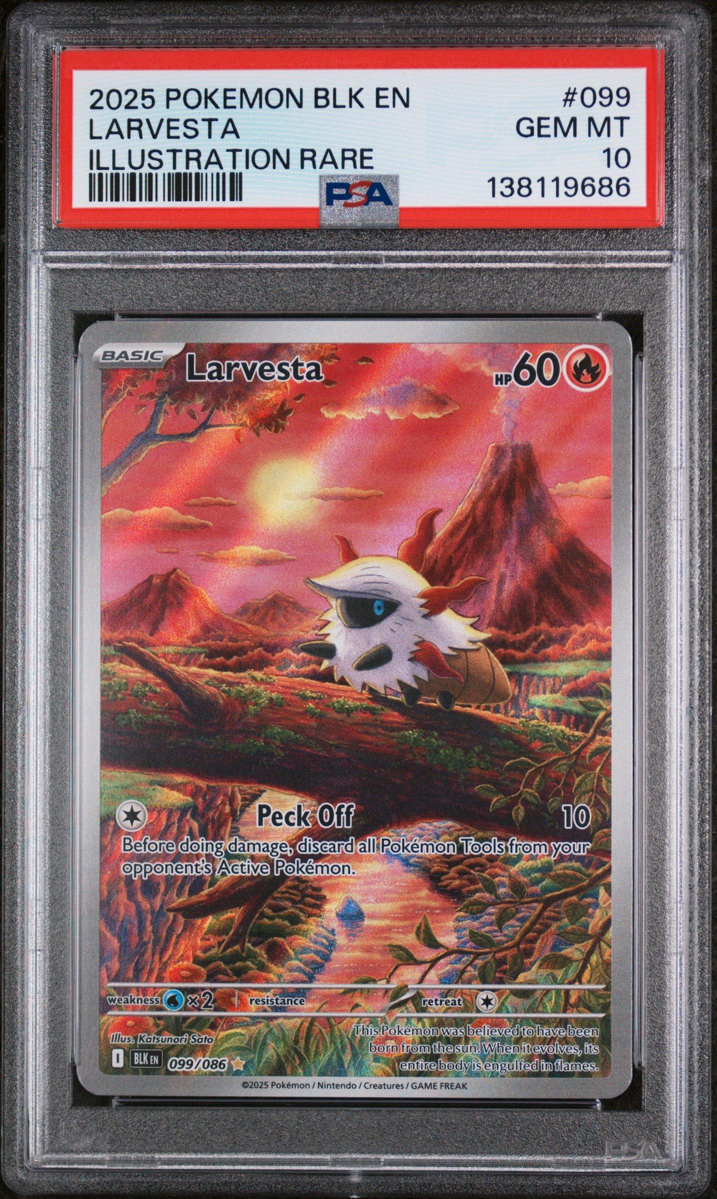 2025 Pokemon Blk En-black Bolt 099 Larvesta Illustration Rare PSA