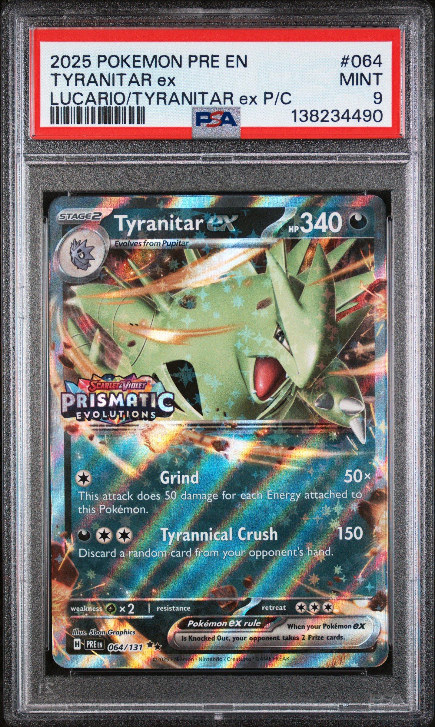 2025 Pokemon Pre En-prismatic Evolutions 064 Tyranitar Ex Lucario