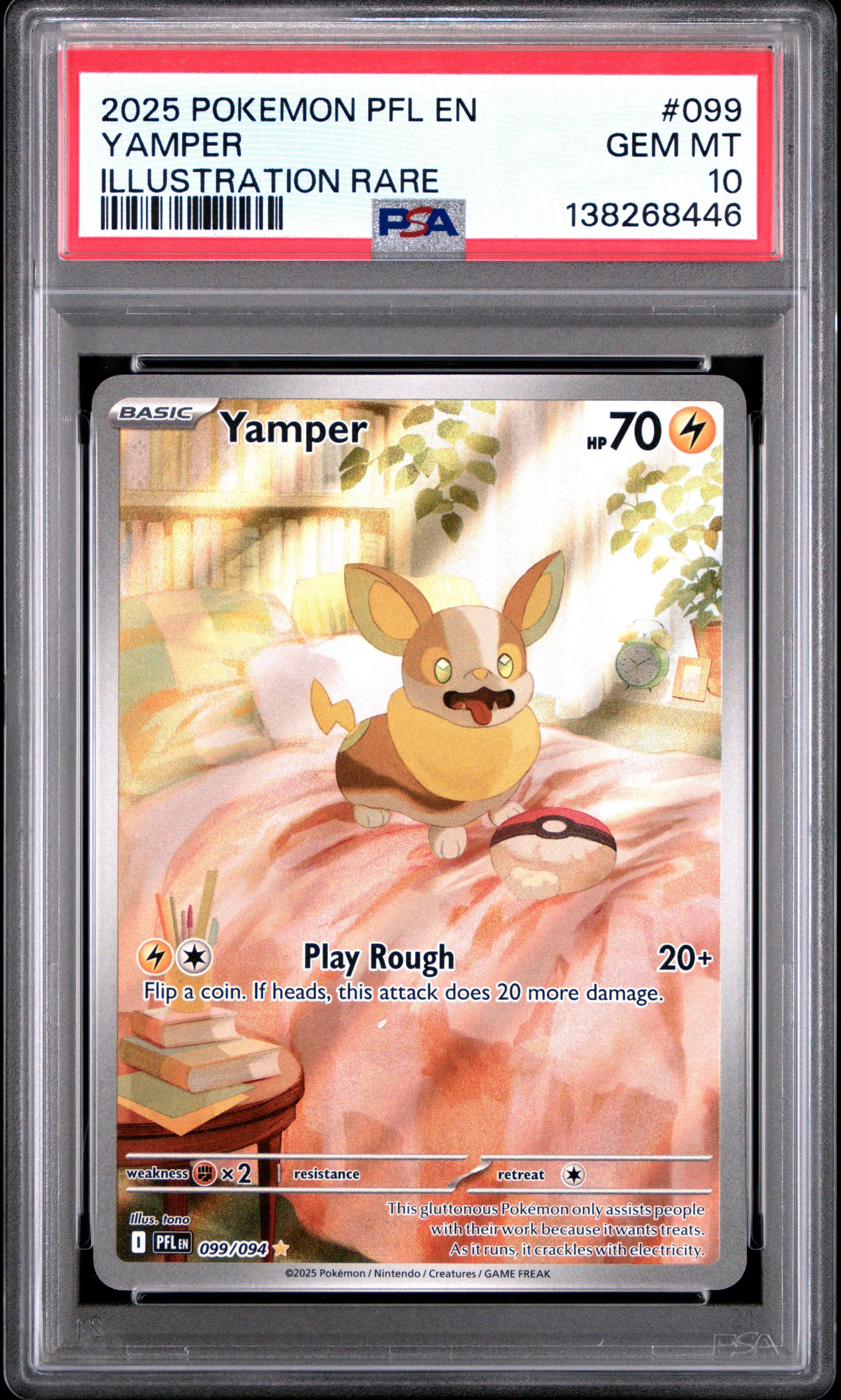 2025 Pokemon Pfl En-phantasmal Flames 099 Yamper Illustration Rare