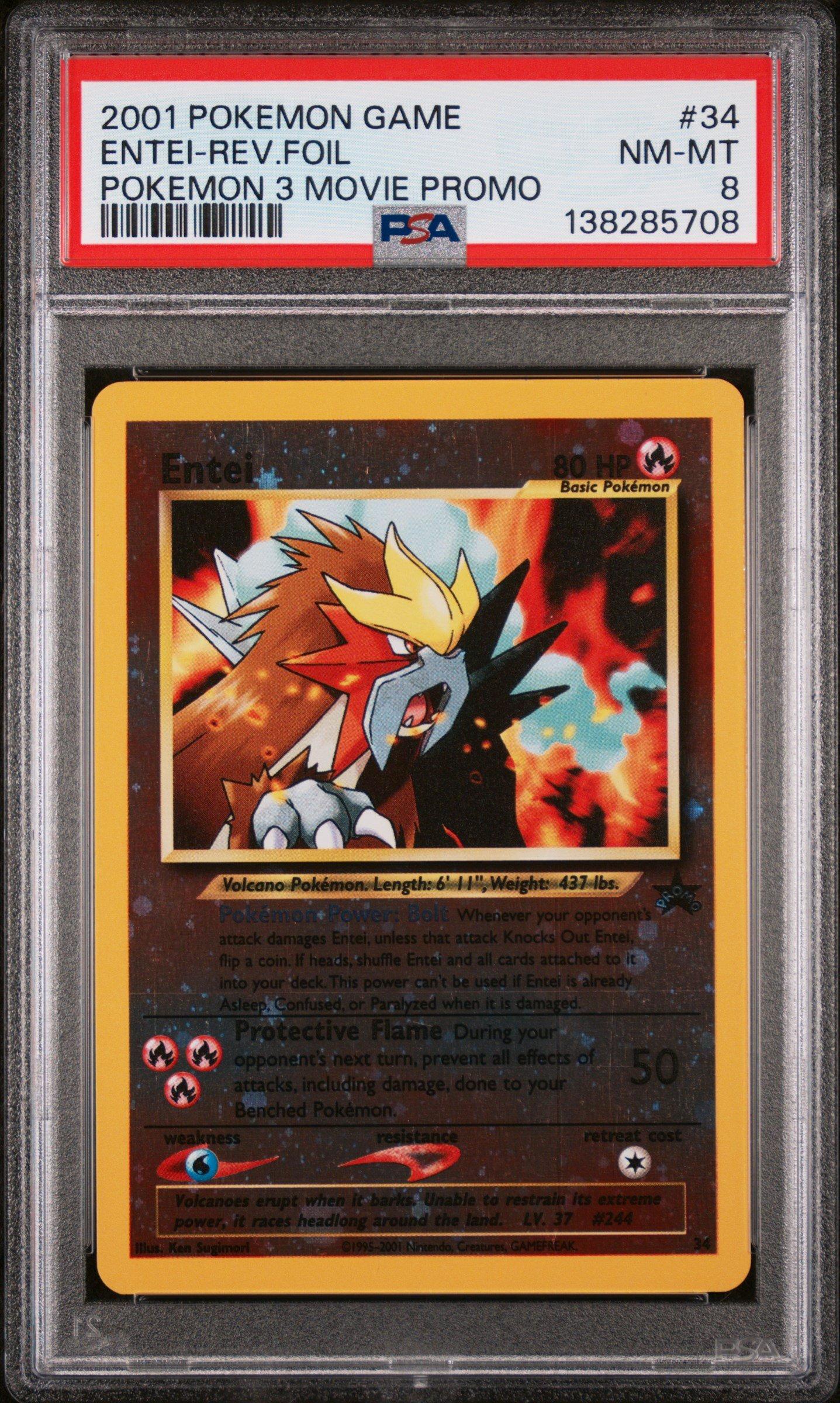 entei pokemon card 1995 ex Magma vs Aqua Holo #91 PSA 6 proof acrylic case and featuring a striking image of the captivating character Pokmon TCG Entei Neo Revelation