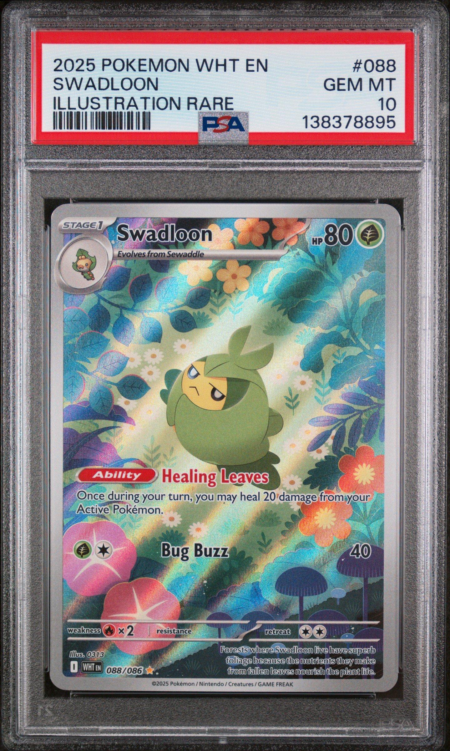 2025 Pokemon Wht En-white Flare 088 Swadloon Illustration Rare PSA