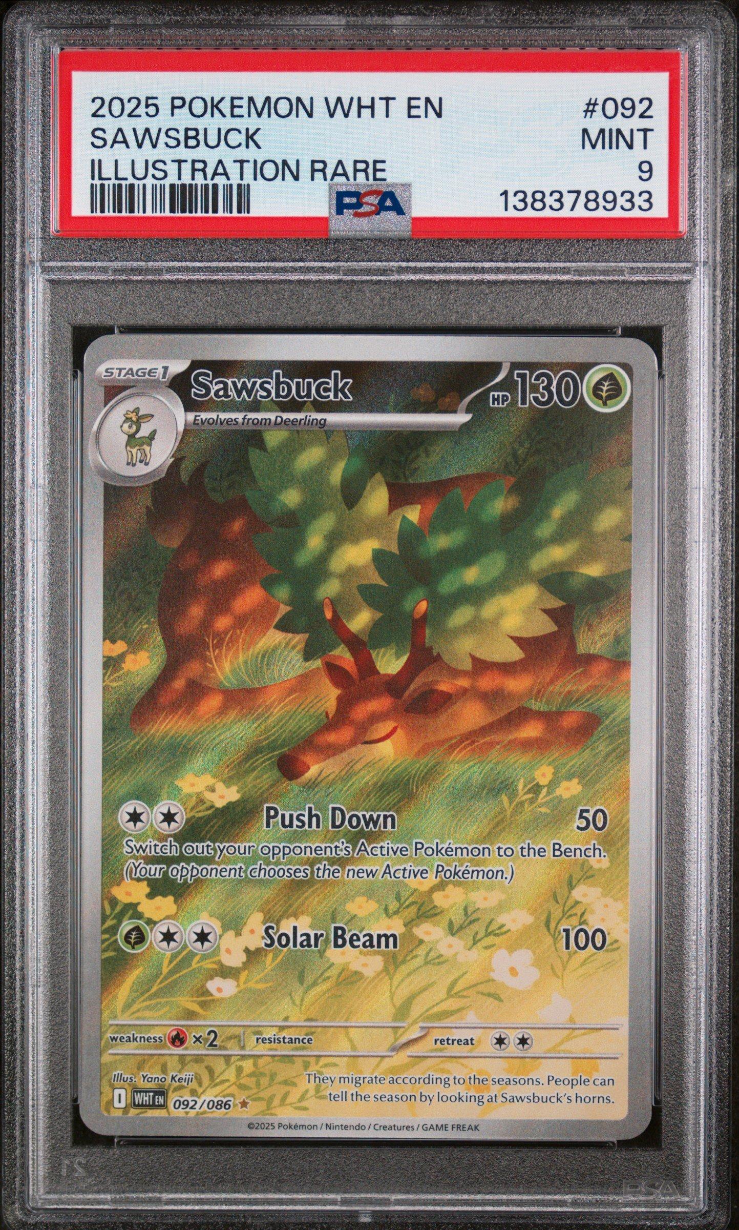 2025 Pokemon Wht En-white Flare 092 Sawsbuck Illustration Rare PSA