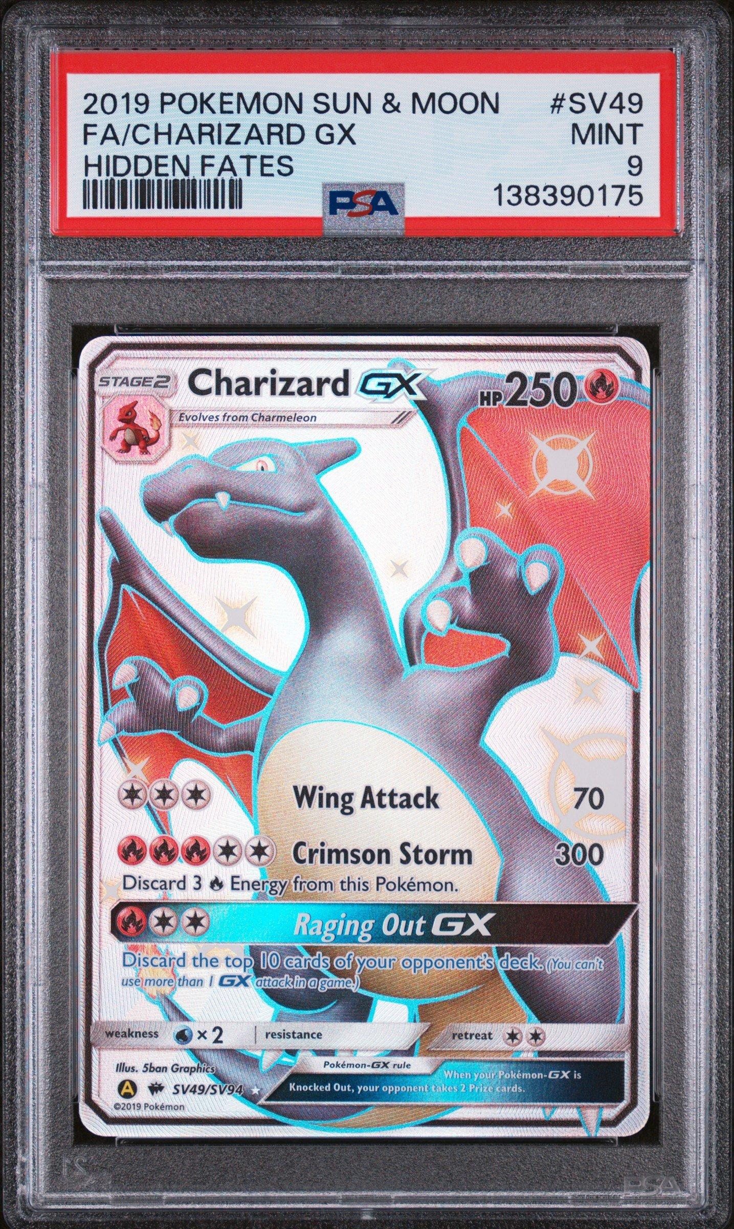 2019 Pokemon Sun & Moon Hidden Fates Sv49 Full Art/charizard Gx