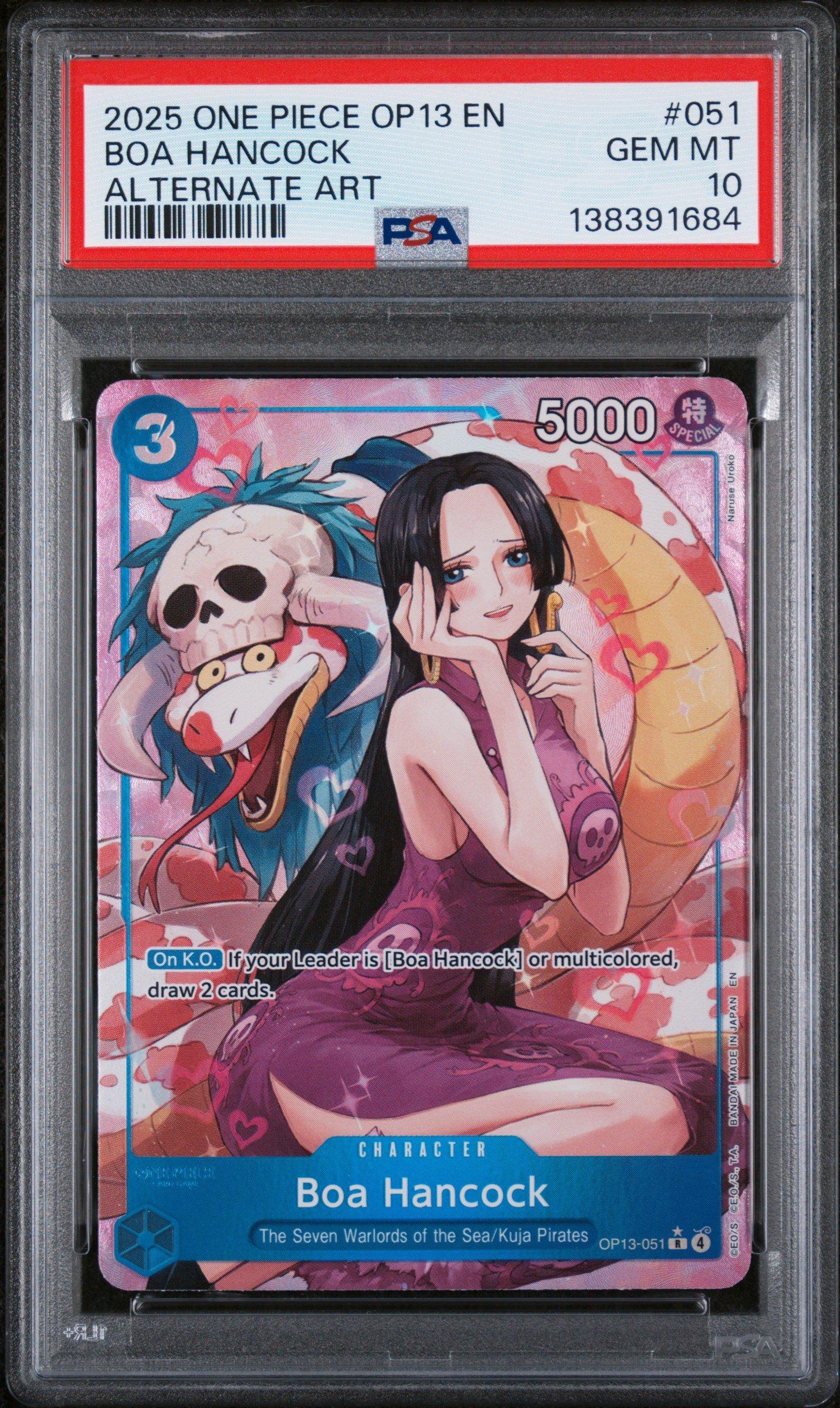 CGC10 PRISTINE金PSA10以上　ハンコック　OP13-051 2025 One Piece Op13-carrying On His Will 051 Boa Hancock Alternate