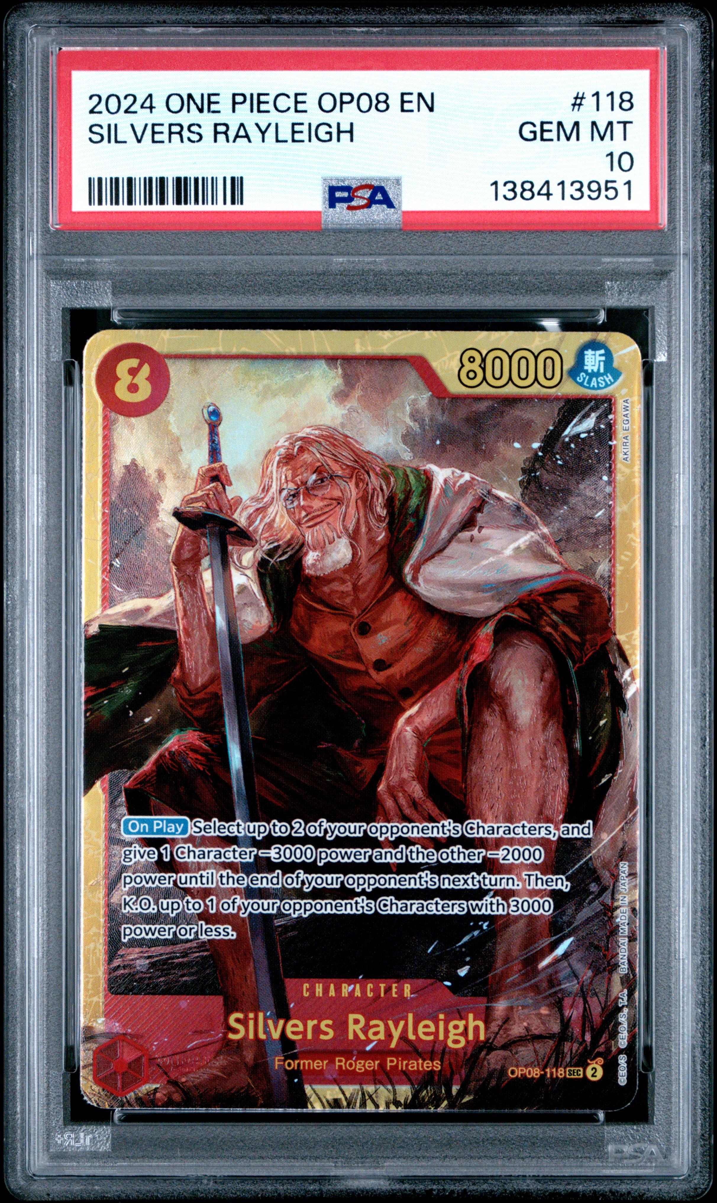 2024 One Piece Op08-two Legends 118 Silvers Rayleigh PSA 10 Graded