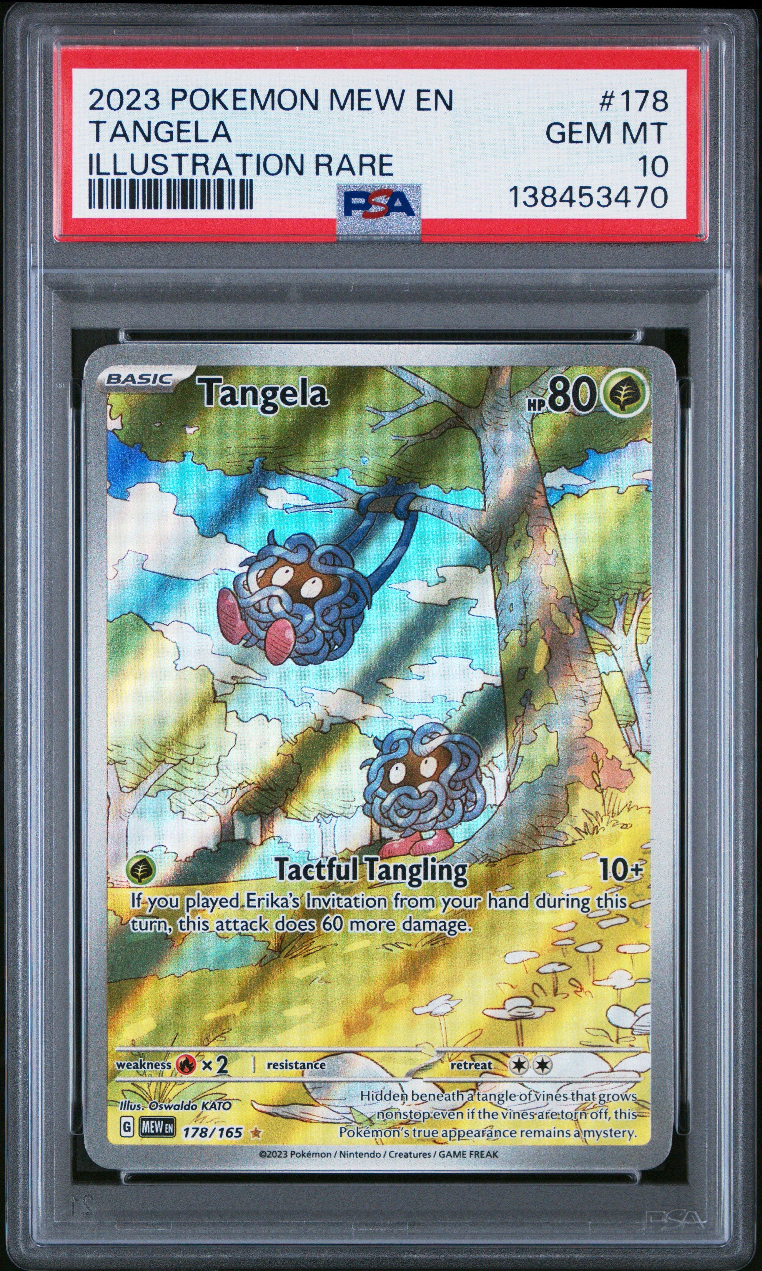 rare tangela pokemon card 2023 Pokemon Mew En-151 178 Tangela Illustration Rare PSA 10