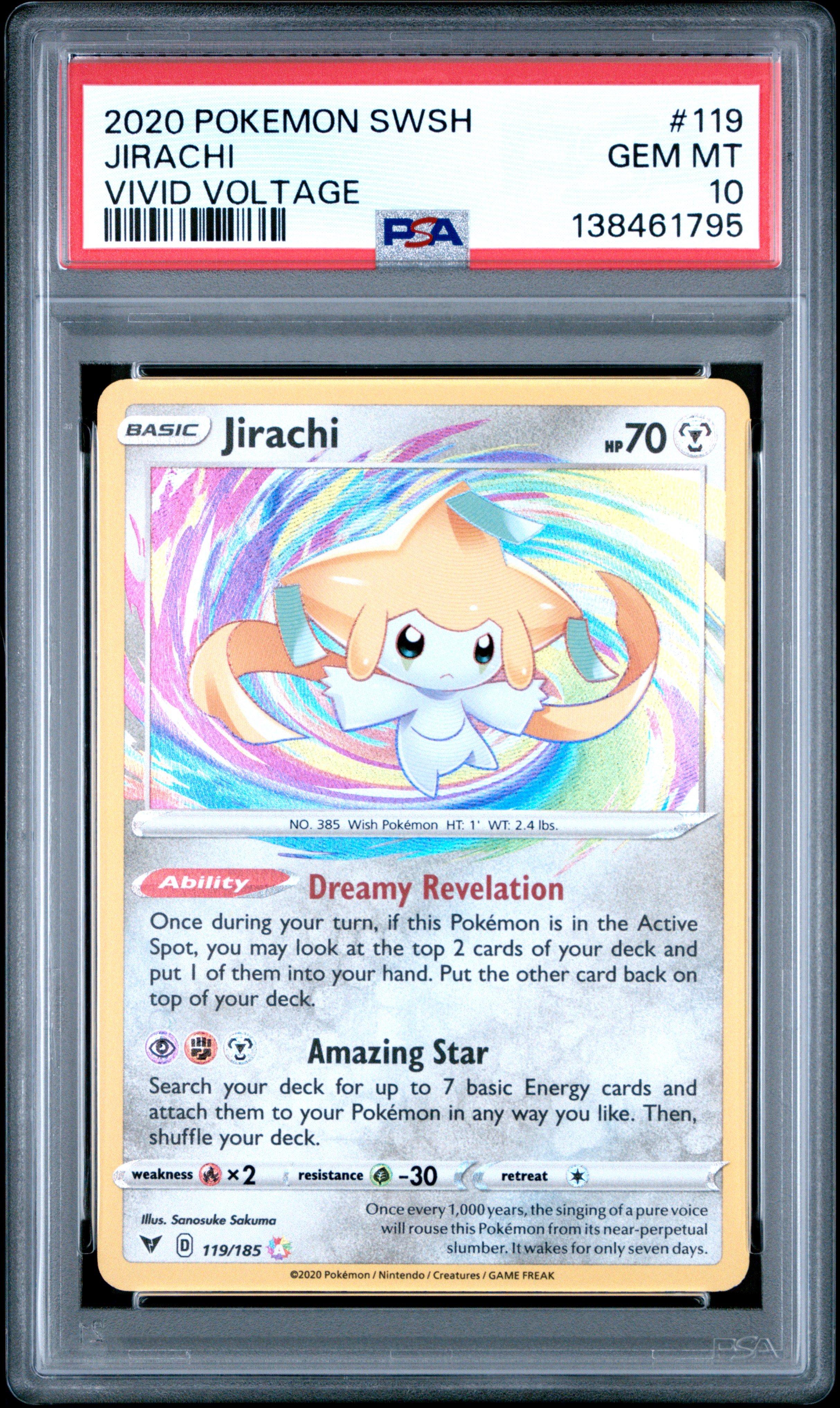 2020 Pokemon Sword & Shield Vivid Voltage 119 Jirachi PSA 10