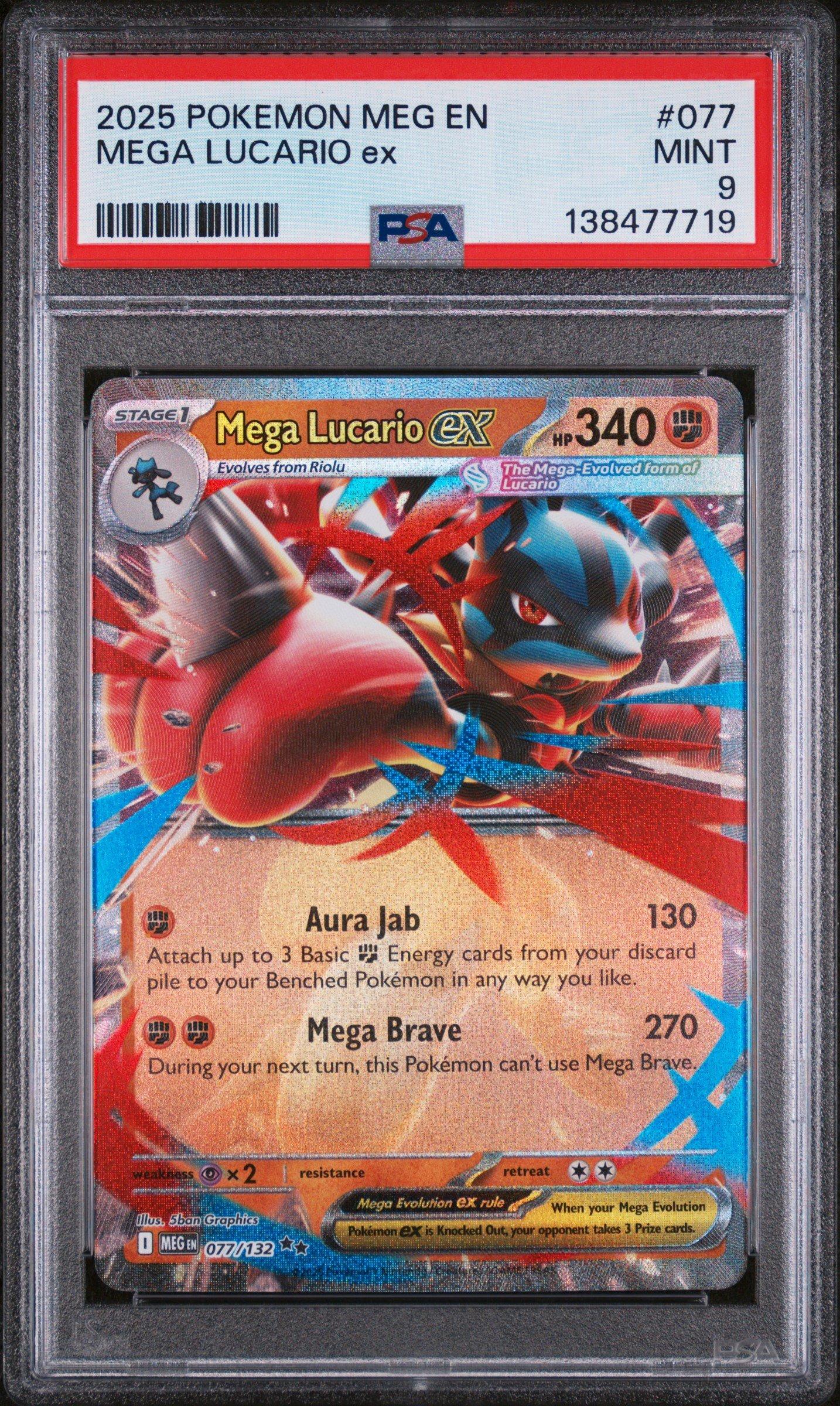 2025 Pokemon Meg En-mega Evolution 077 Mega Lucario Ex PSA 9