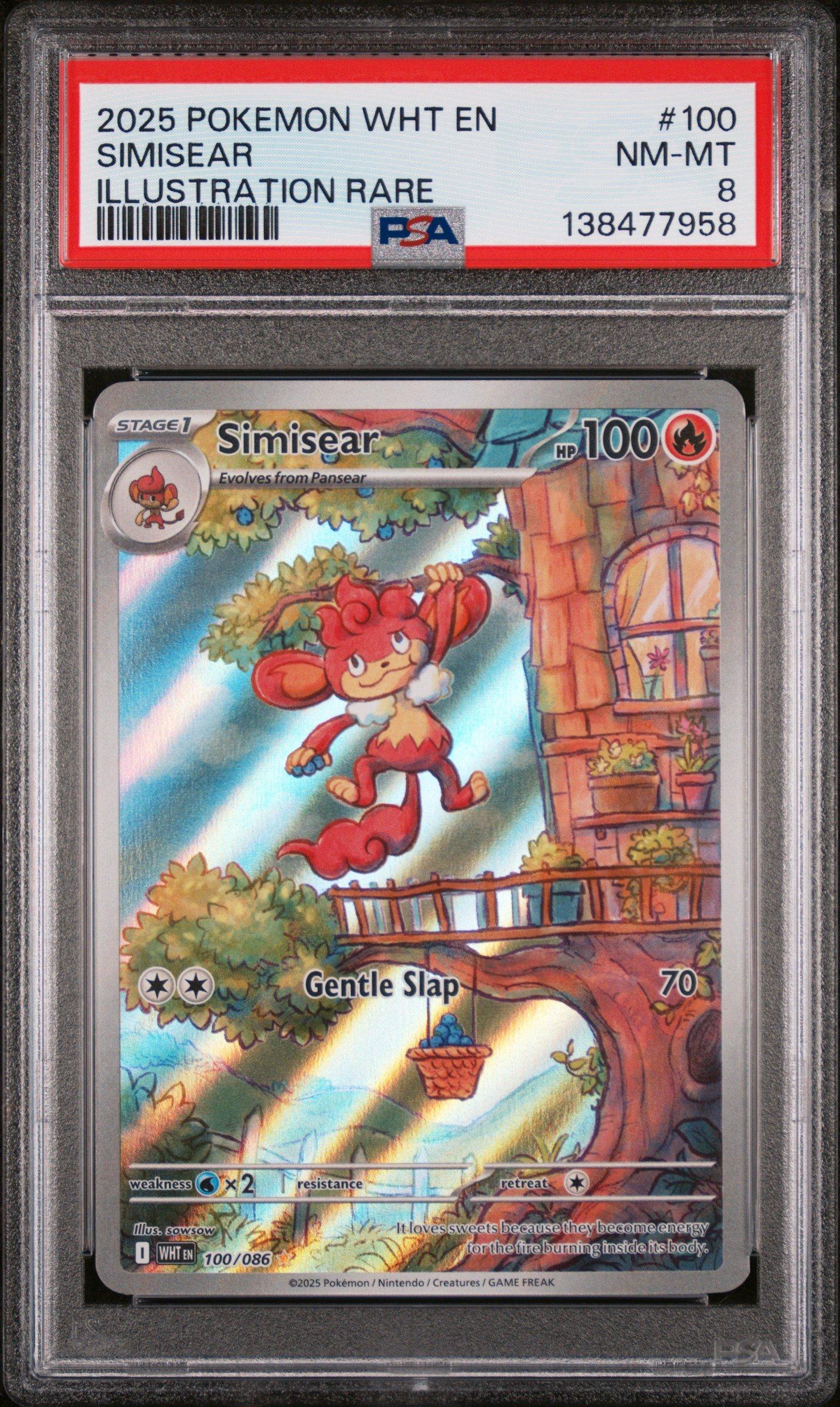 2025 Pokemon Wht En-white Flare 100 Simisear Illustration Rare PSA 8