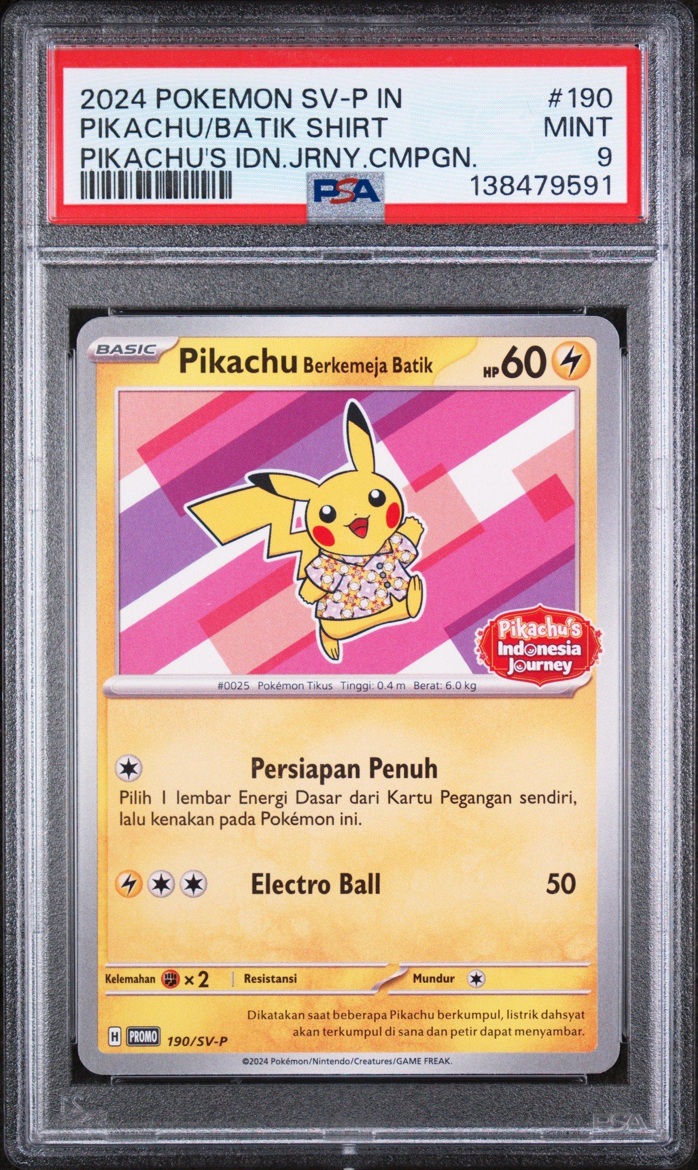 2024 Pokemon Indonesian Sv-p Promo 190 Pikachu In Batik Shirt