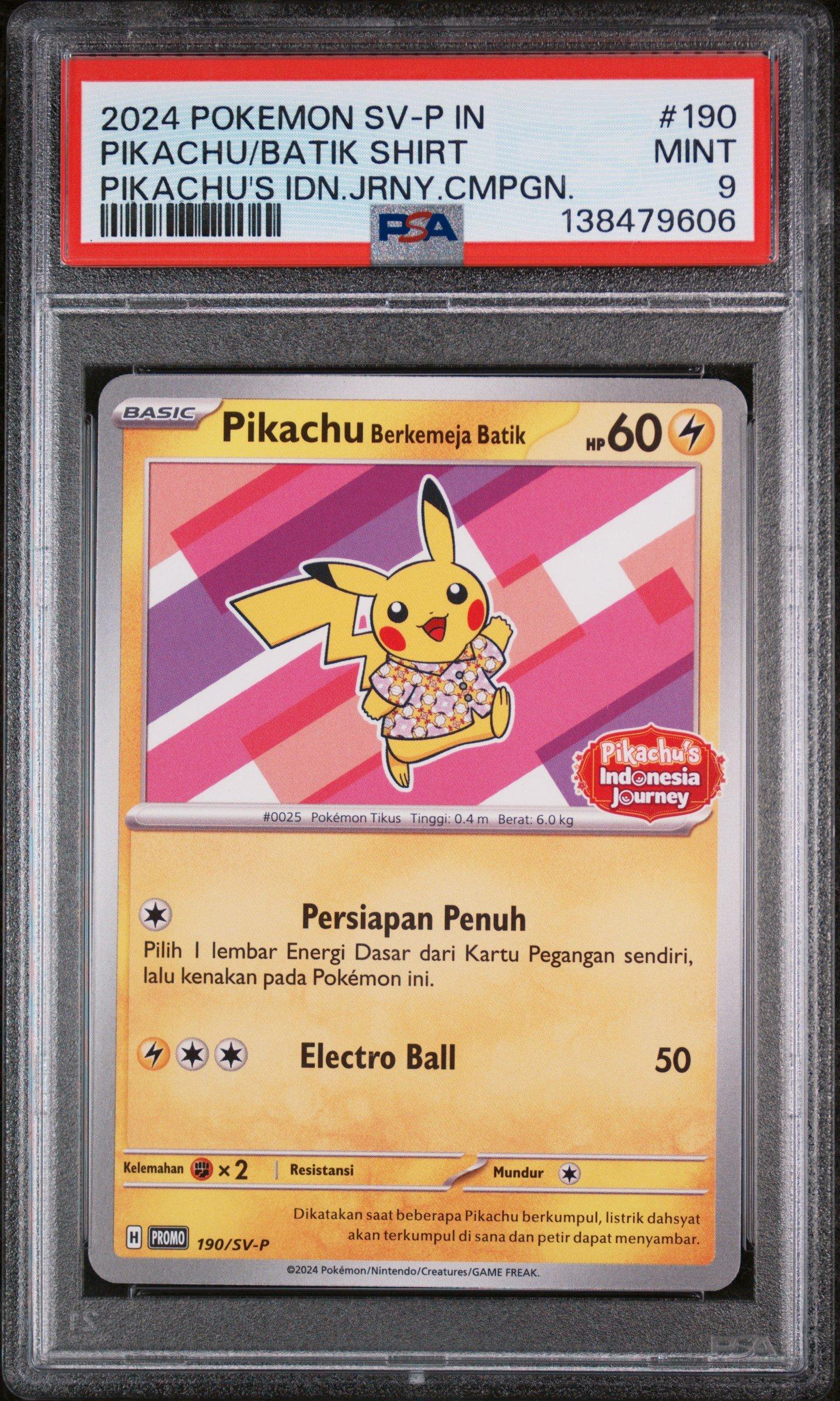 2024 Pokemon Indonesian Sv-p Promo 190 Pikachu In Batik Shirt