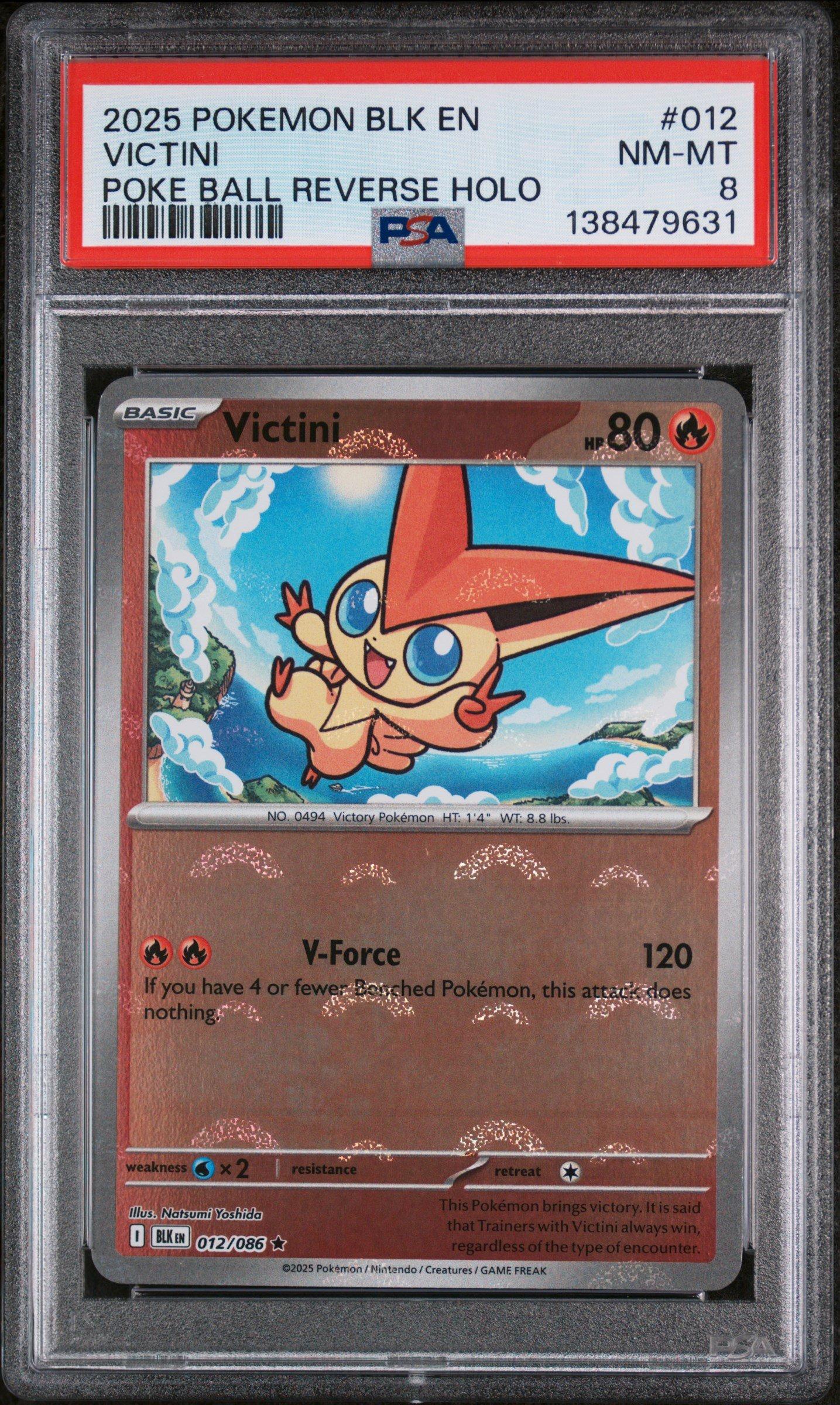 2025 Pokemon Blk En-black Bolt 012 Victini Poke Ball Reverse Holo