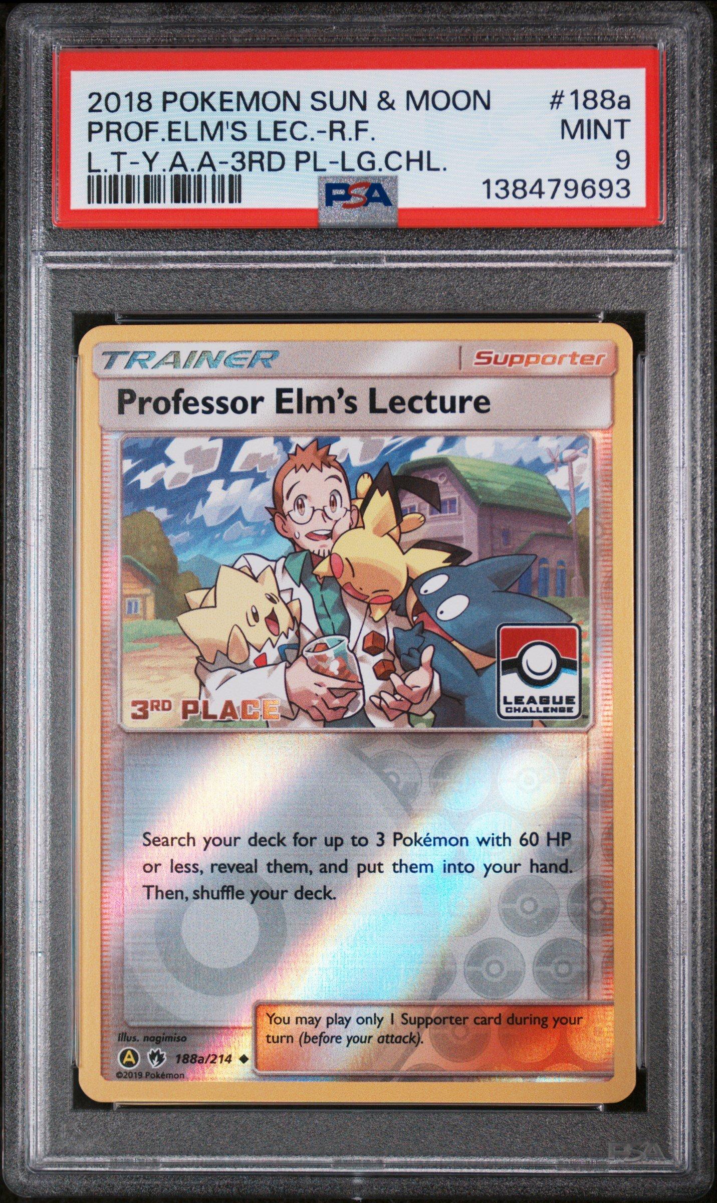 2018 Pokemon Sun & Moon Lost Thunder 188a Professor Elm's Lecture-rev.foil  Yellow A Alternate Art-3rd Place-league Challenge PSA 9 Graded Card |  GameStop