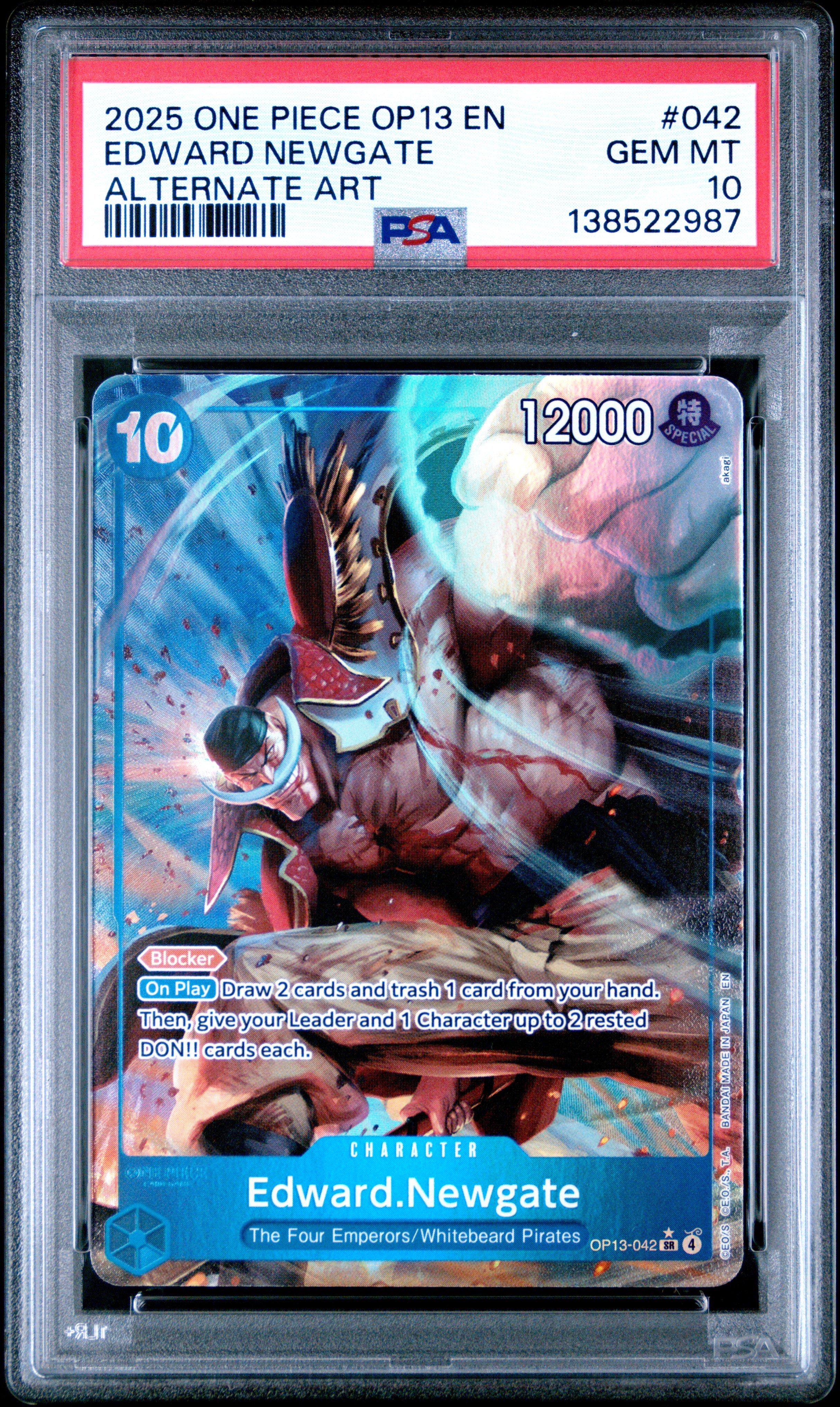 2025 One Piece Op13-carrying On His Will 042 Edward Newgate Alternate Art PSA 10