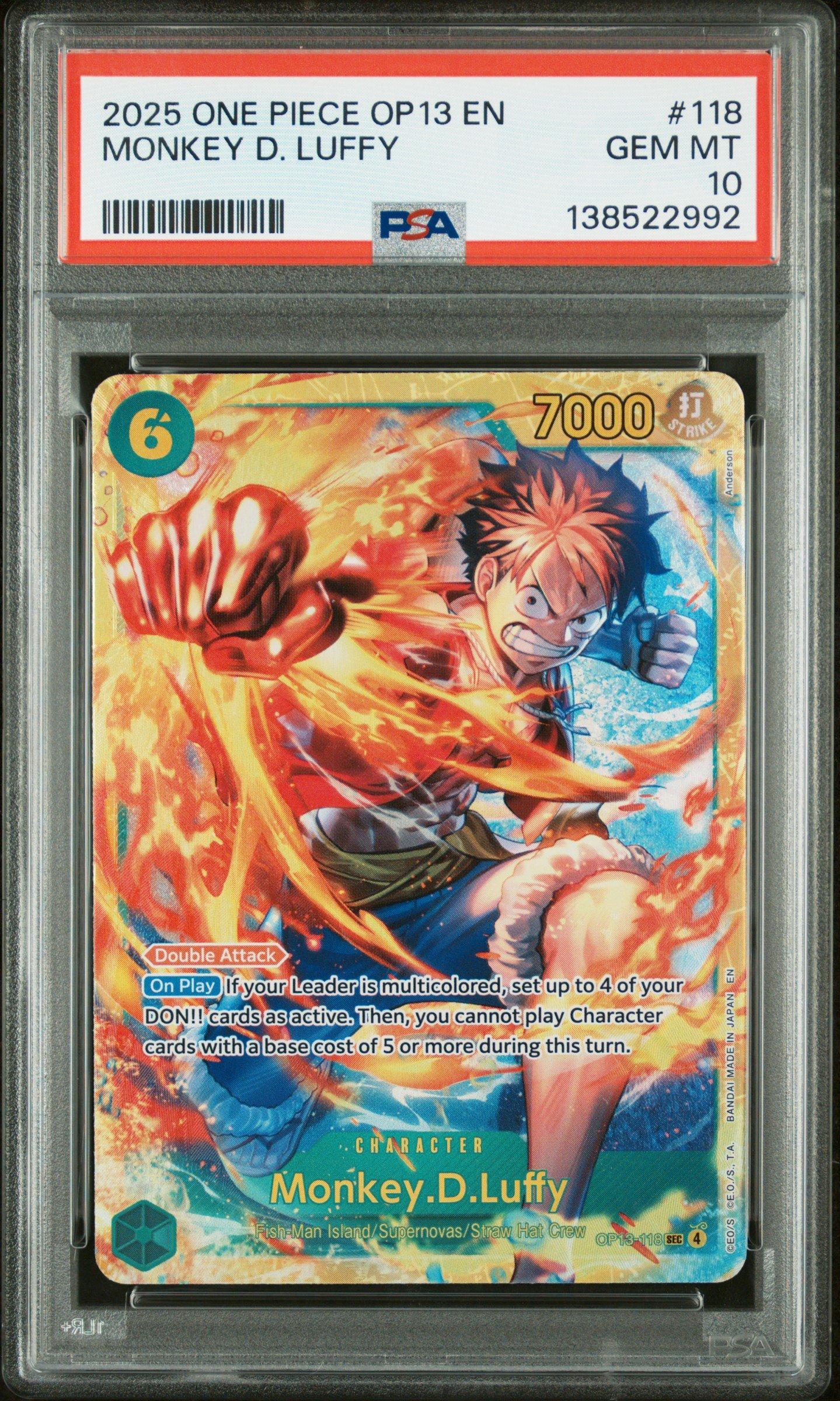 2025 One Piece Op13-carrying On His Will 118 Monkey D. Luffy PSA