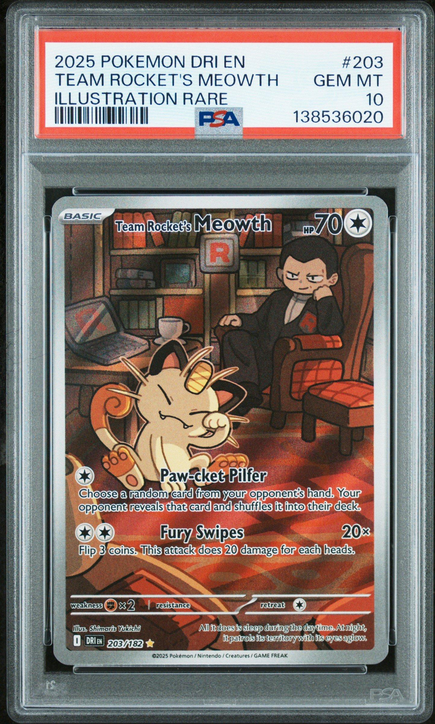 ★PSA10★【ニャース/タルカ】2025 MEOWTH 2025 Pokemon Dri En-destined Rivals 203 Team Rocket's Meowth