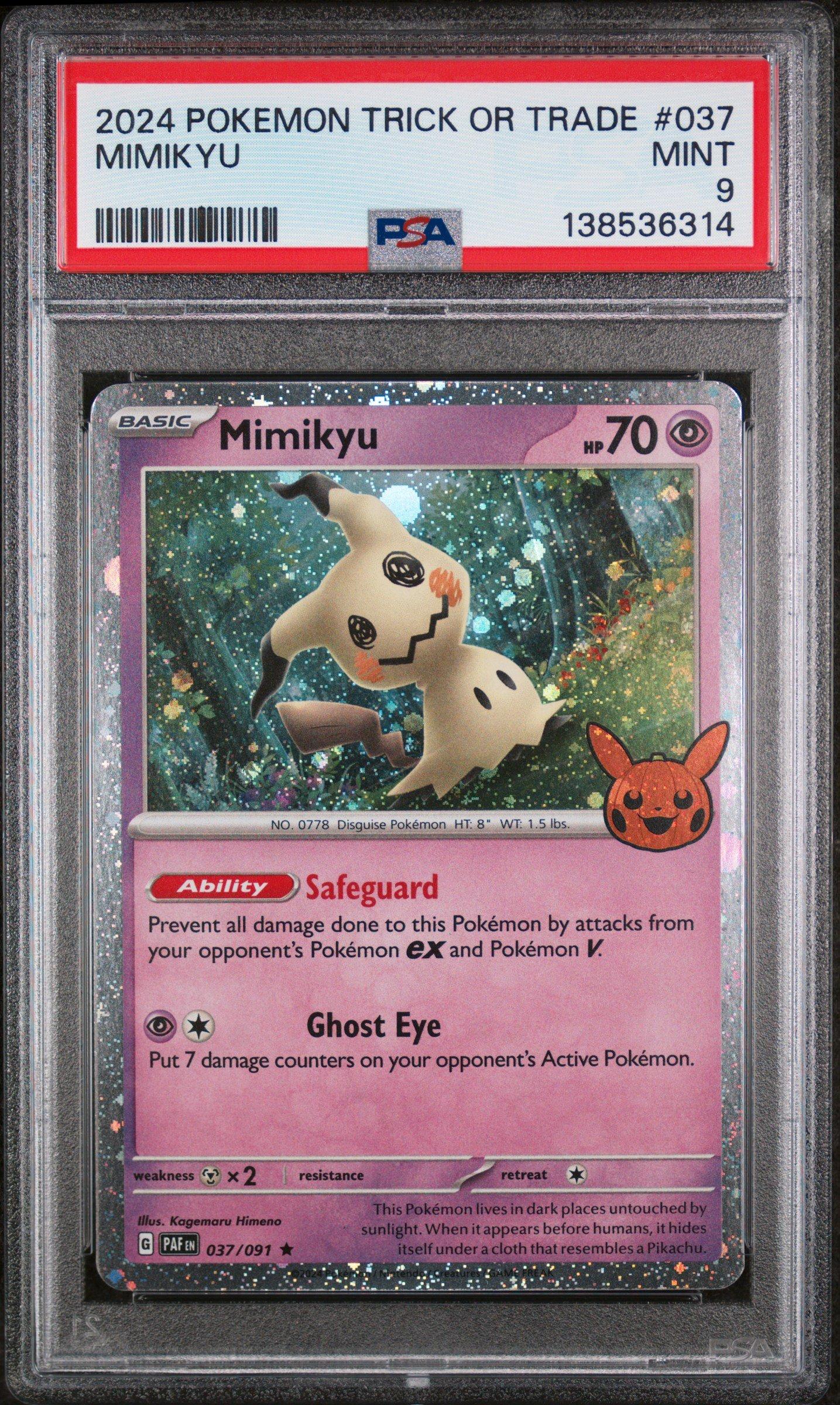 [BGS9] Mimikyu 2024 ミミッキュ 2024 Pokemon Trick Or Trade 037 Mimikyu PSA 9 Graded Card | GameStop