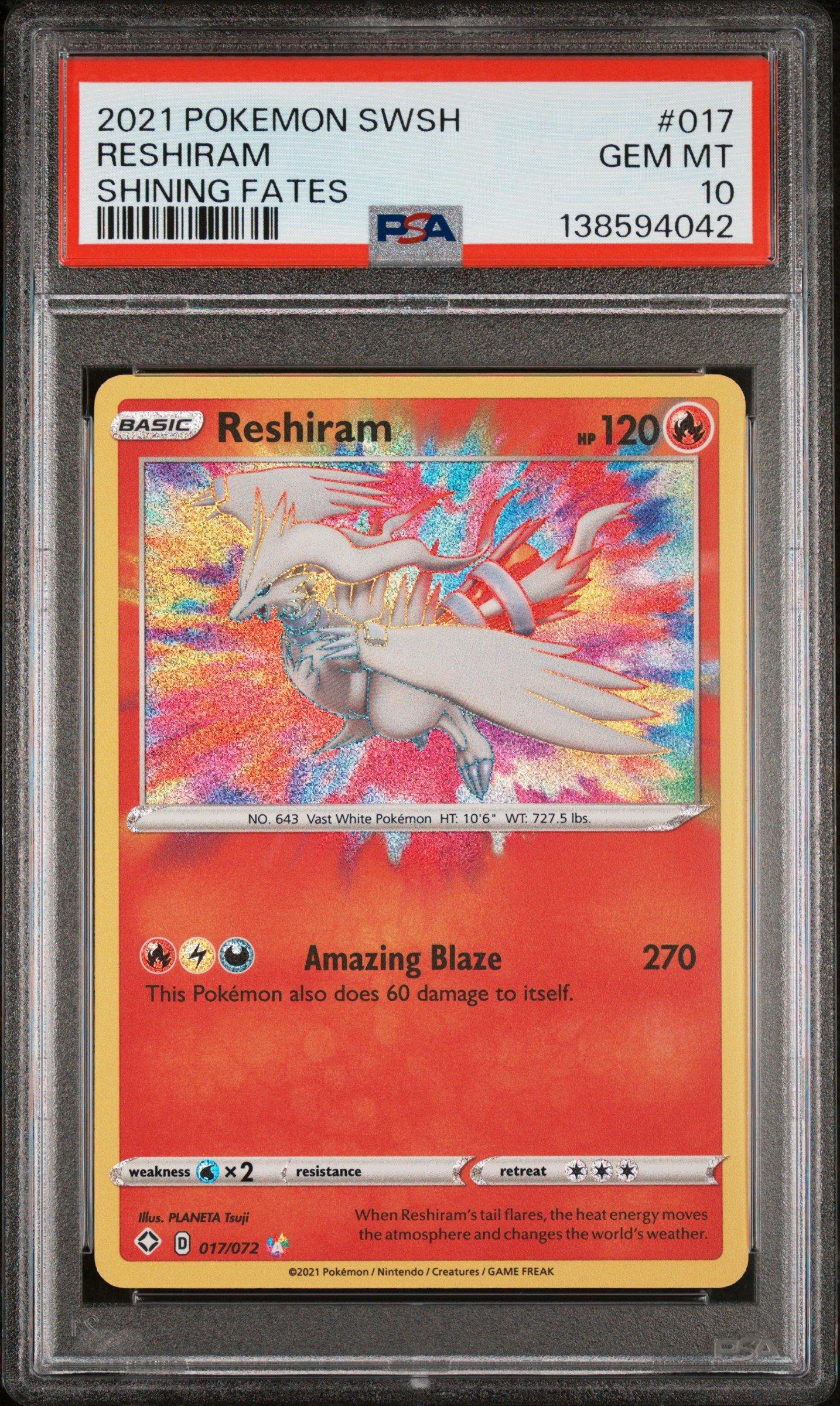 2021 Pokemon Sword & Shield Shining Fates 017 Reshiram PSA 10